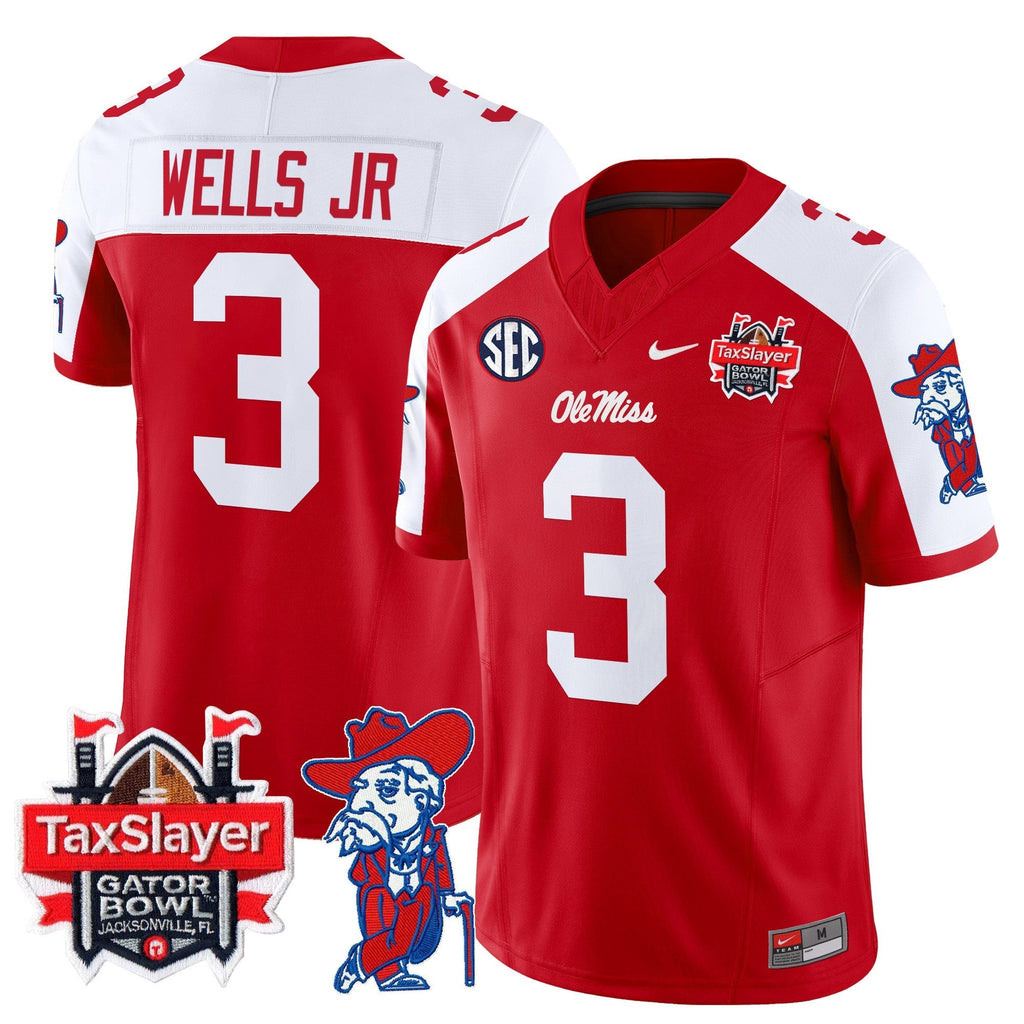 Men Ole Miss Rebels 2025 Gator Bowl Patch Vapor Limited Jersey - All Stitched