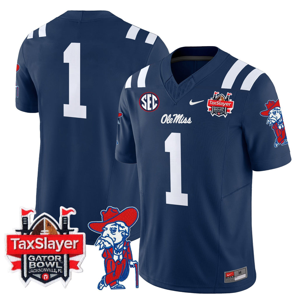 Men Ole Miss Rebels 2024 Gator Bowl Patch Vapor Limited Jersey - All Stitched