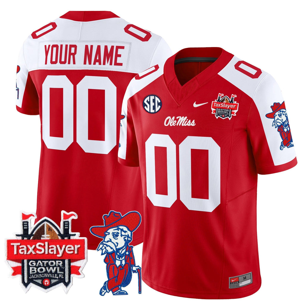 Custom Ole Miss Rebels 2024 Gator Bowl Patch Vapor Limited Jersey - All Stitched