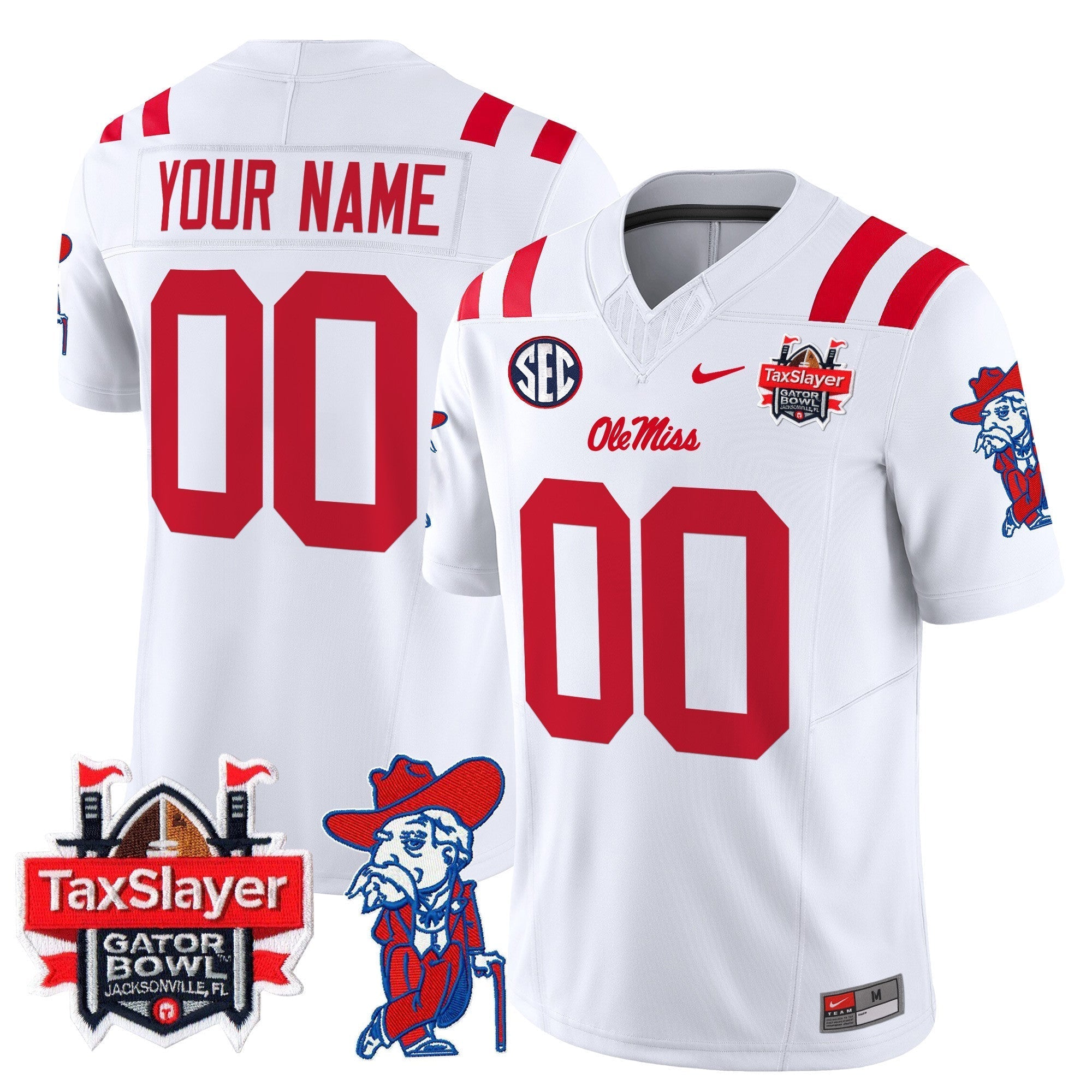 Custom Ole Miss Rebels 2025 Gator Bowl Patch Vapor Limited Jersey - All Stitched