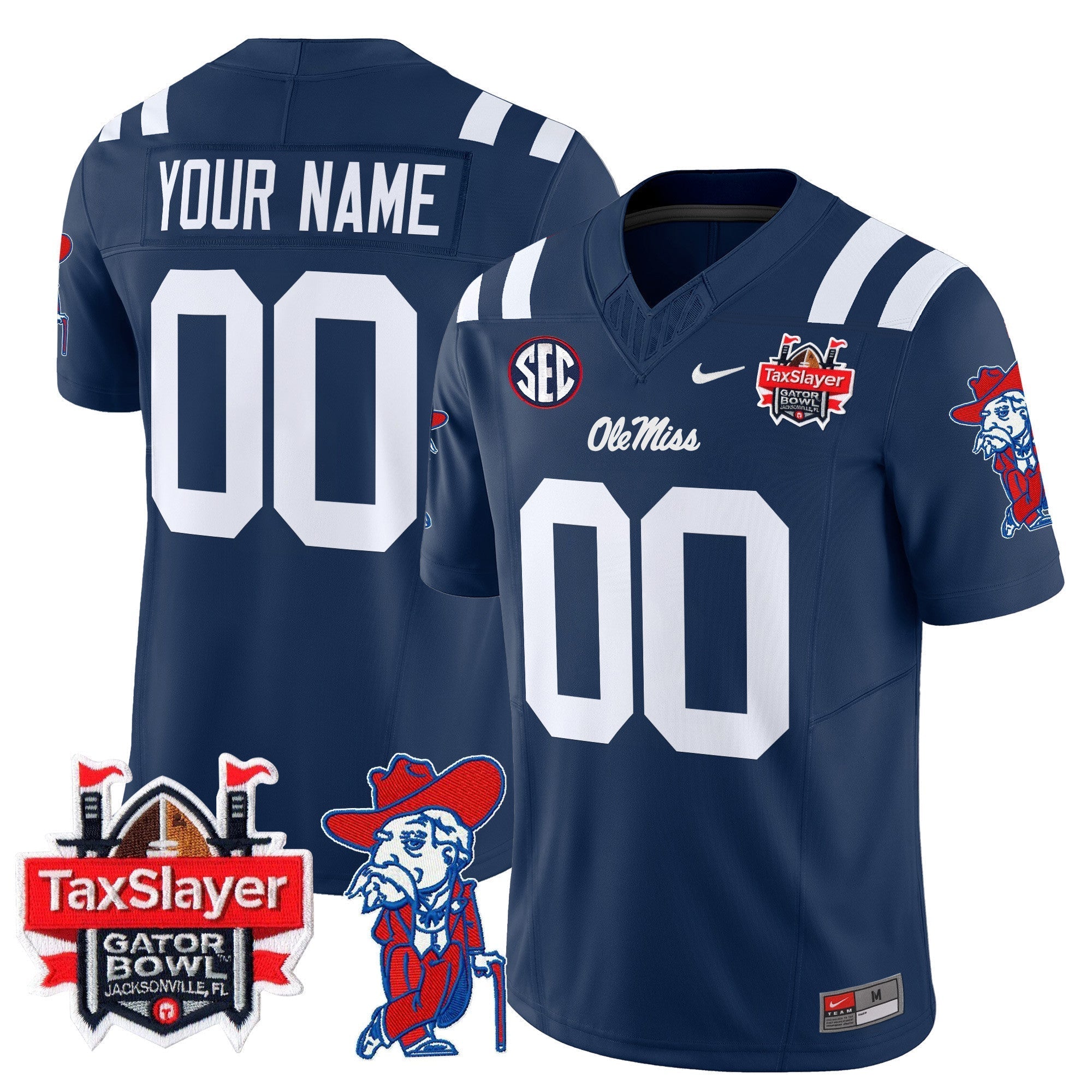 Custom Ole Miss Rebels 2024 Gator Bowl Patch Vapor Limited Jersey - All Stitched