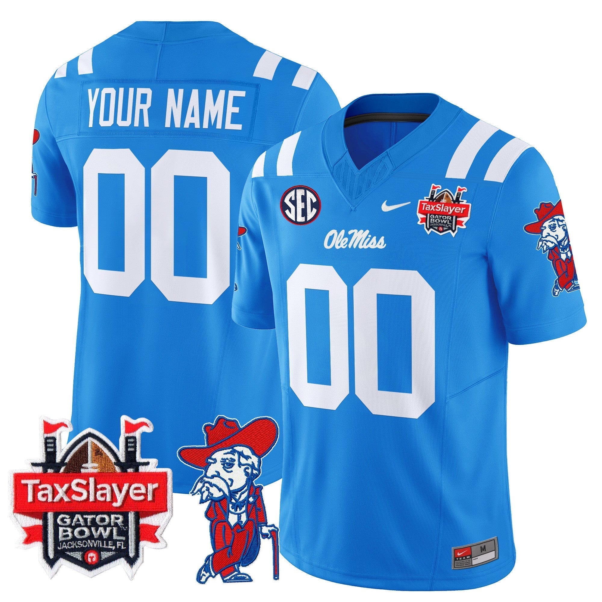Custom Ole Miss Rebels 2024 Gator Bowl Patch Vapor Limited Jersey - All Stitched