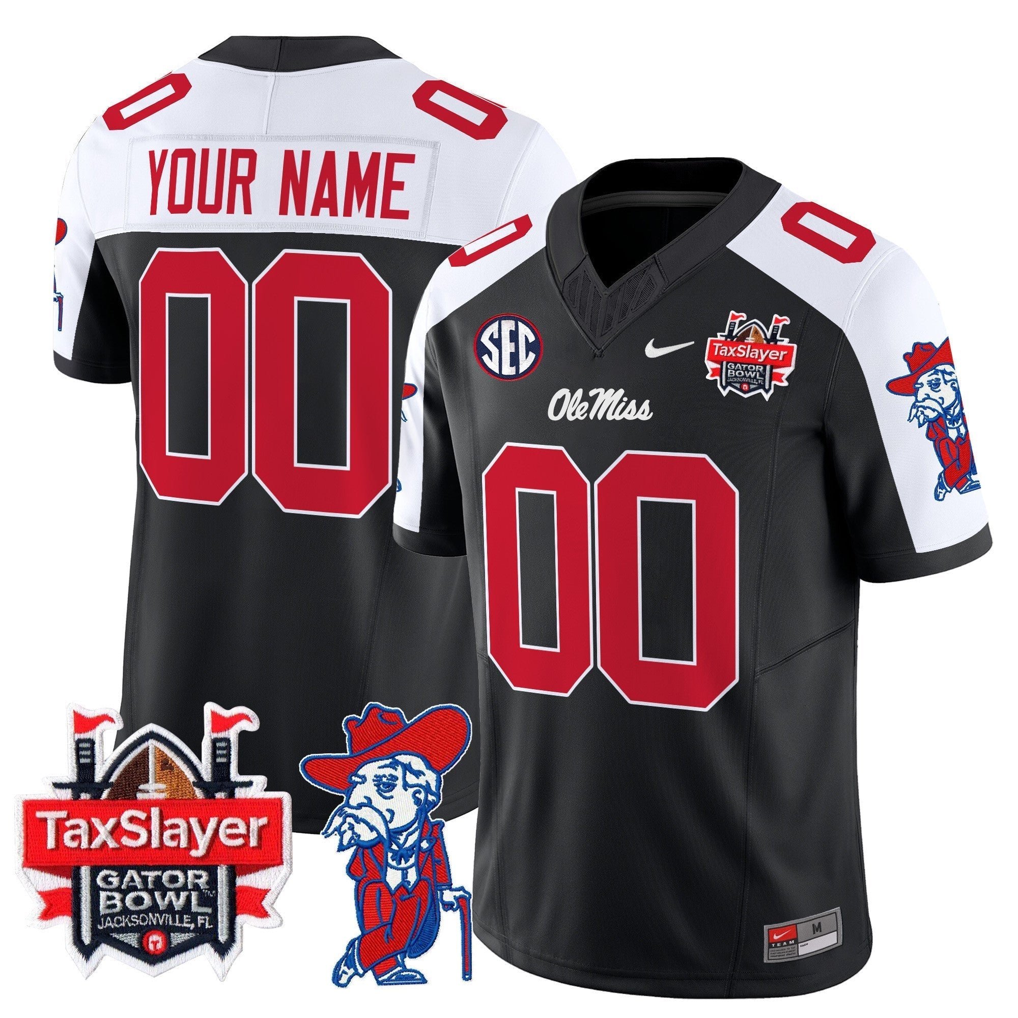 Custom Ole Miss Rebels 2025 Gator Bowl Patch Vapor Limited Jersey - All Stitched