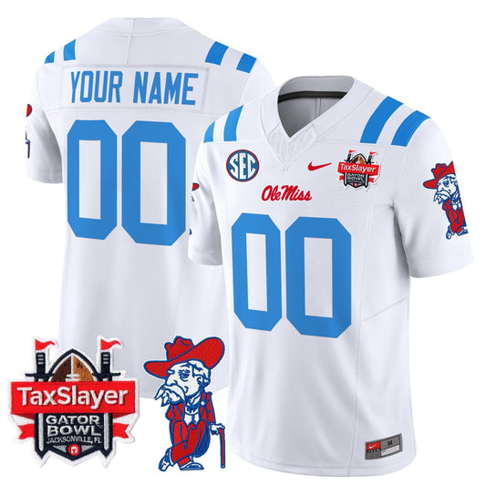 Custom Ole Miss Rebels 2024 Gator Bowl Patch Vapor Limited Jersey - All Stitched