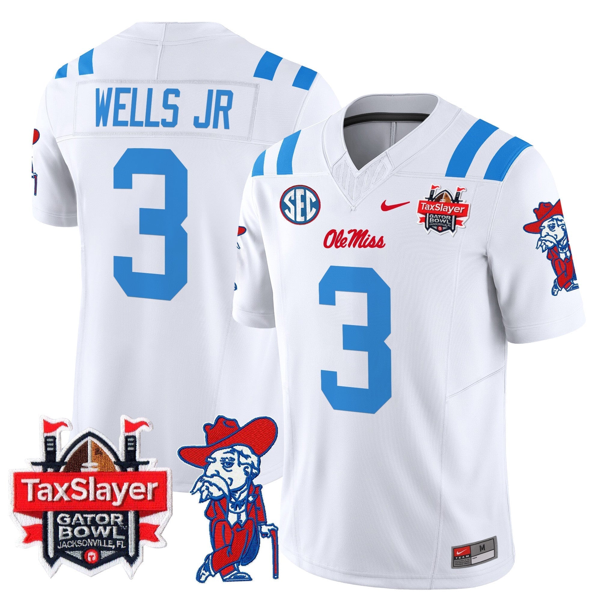 Men Ole Miss Rebels 2024 Gator Bowl Patch Vapor Limited Jersey - All Stitched