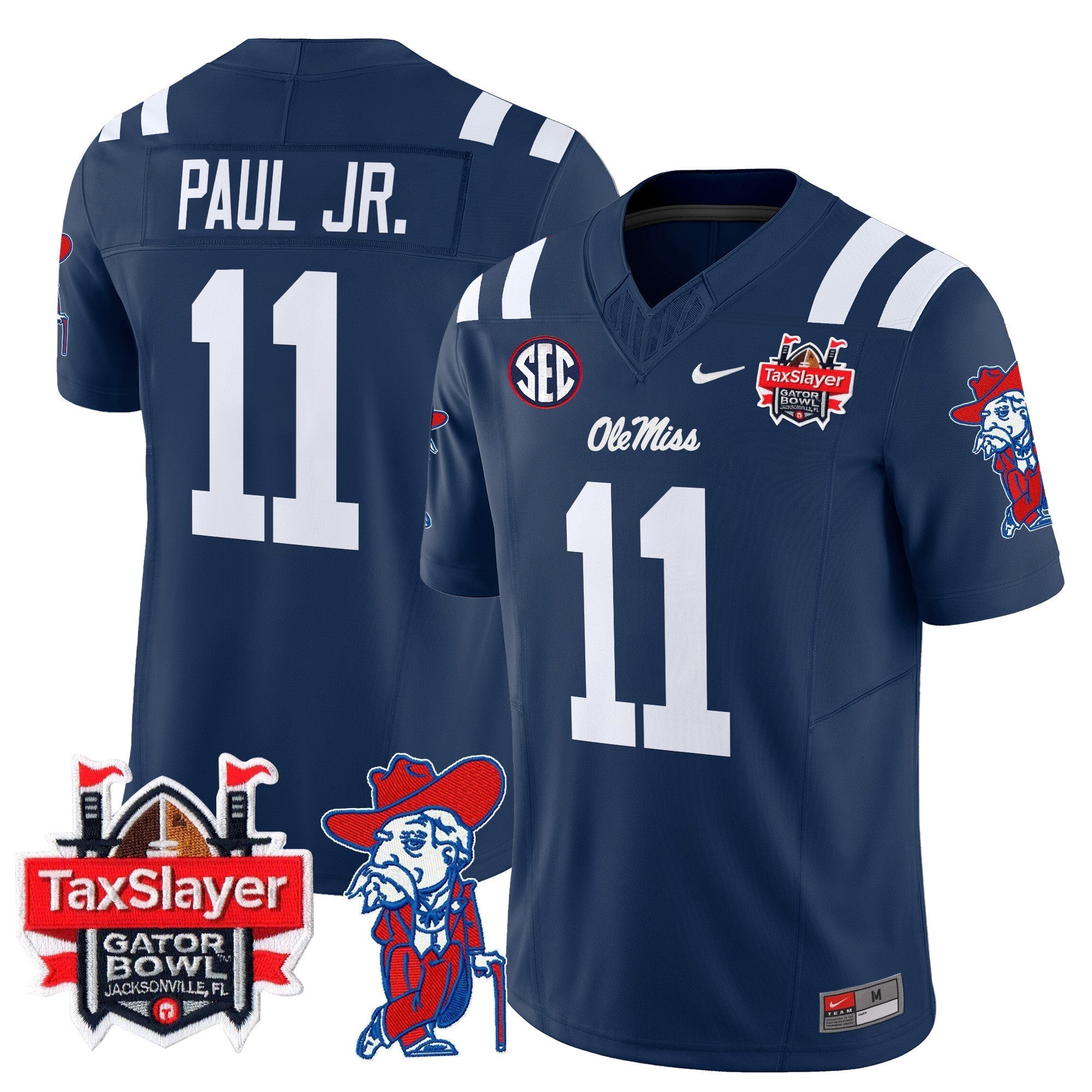 Men Ole Miss Rebels 2024 Gator Bowl Patch Vapor Limited Jersey - All Stitched