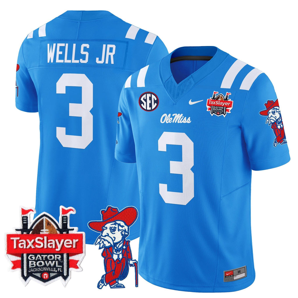 Men Ole Miss Rebels 2024 Gator Bowl Patch Vapor Limited Jersey - All Stitched
