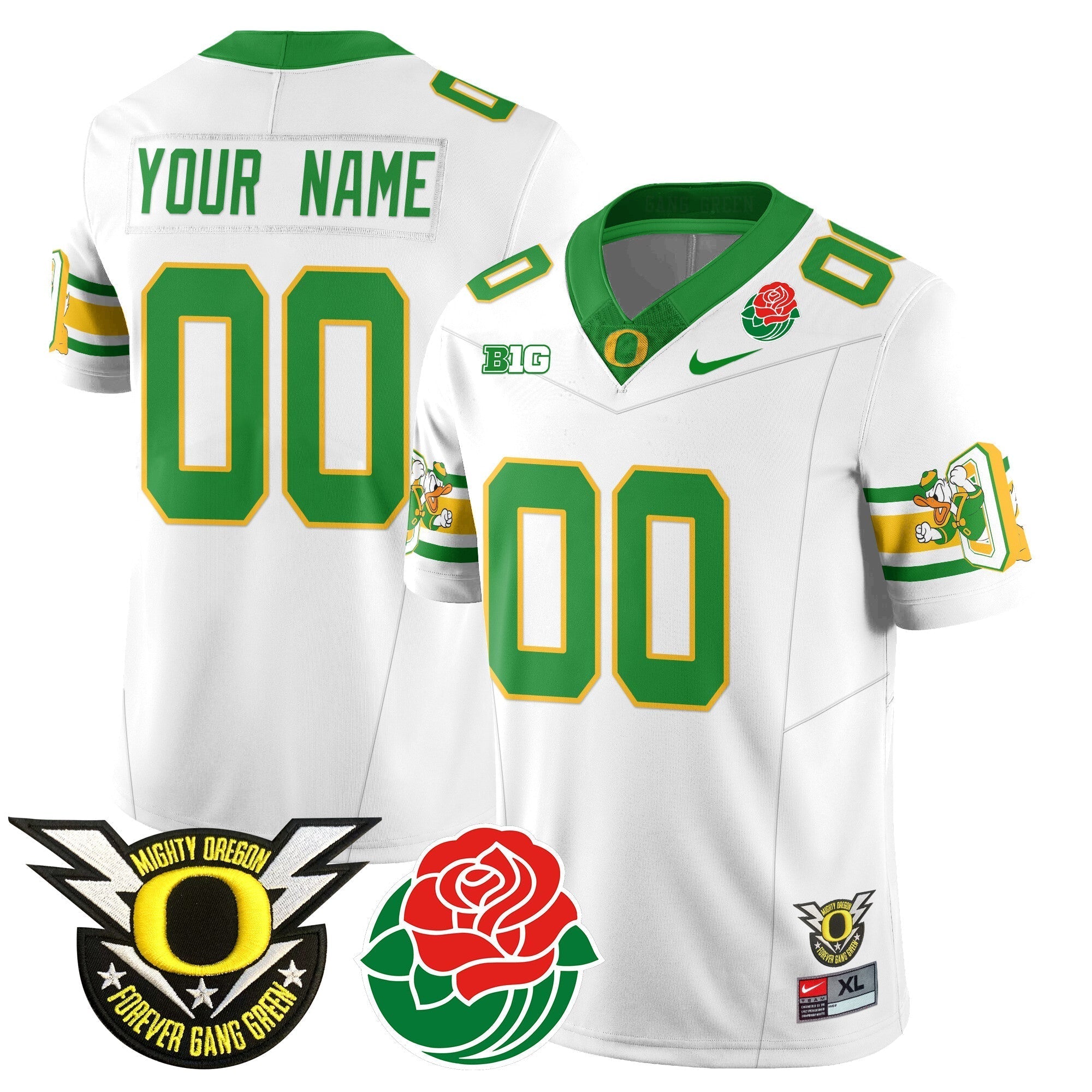 Custom Oregon Ducks 2024 Rose Bowl Jersey - All Stitched