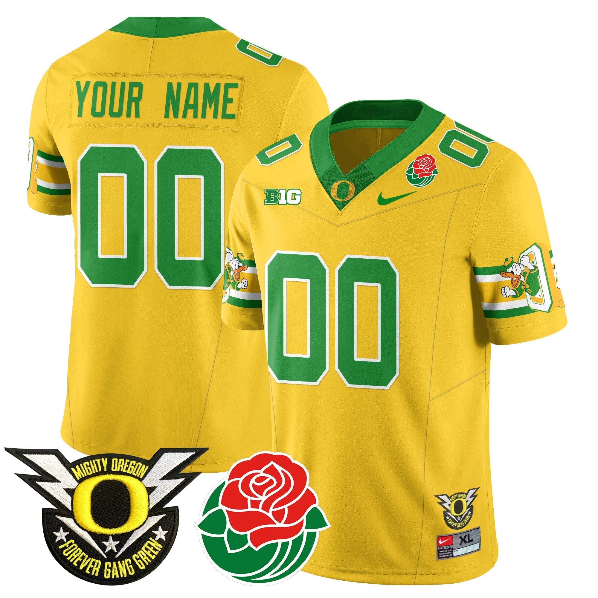 Custom Oregon Ducks 2024 Rose Bowl Jersey - All Stitched