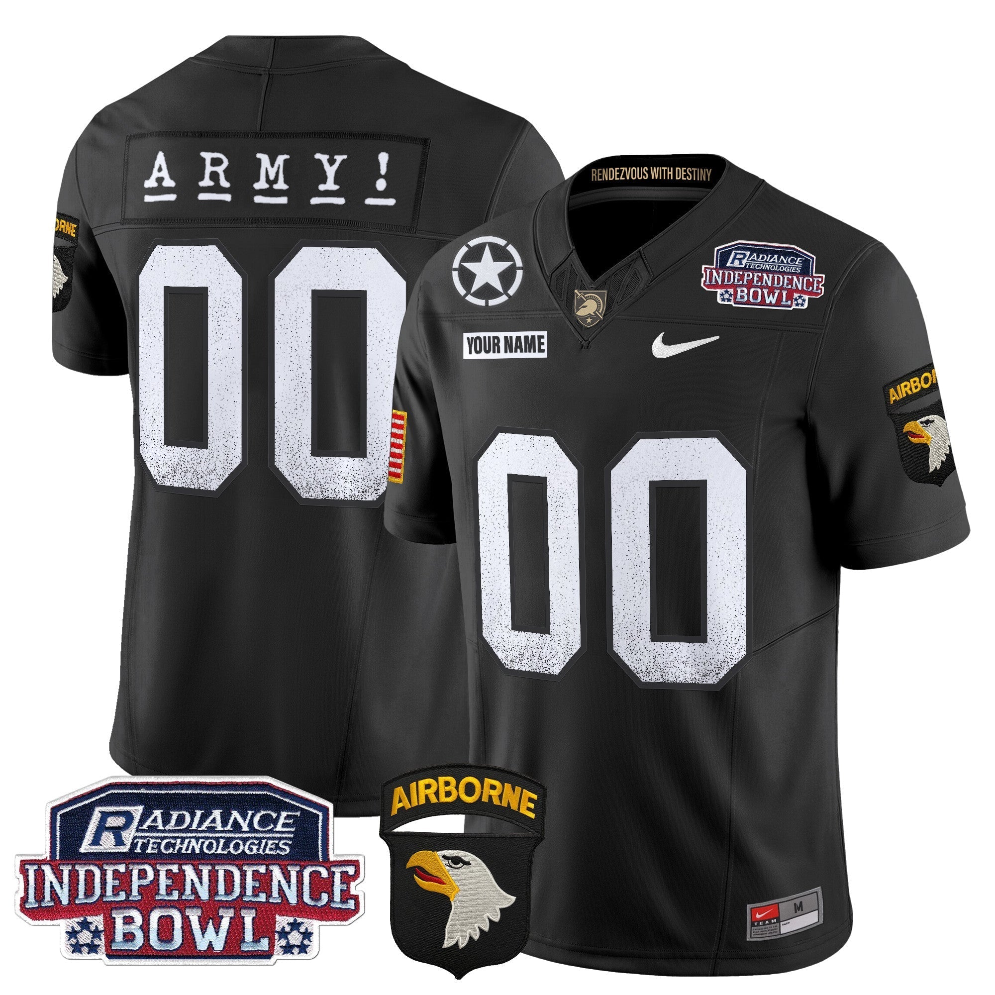 Custom Army Black Knights Independence Bowl Patch 2024 Vapor Limited Jersey - All Stitched