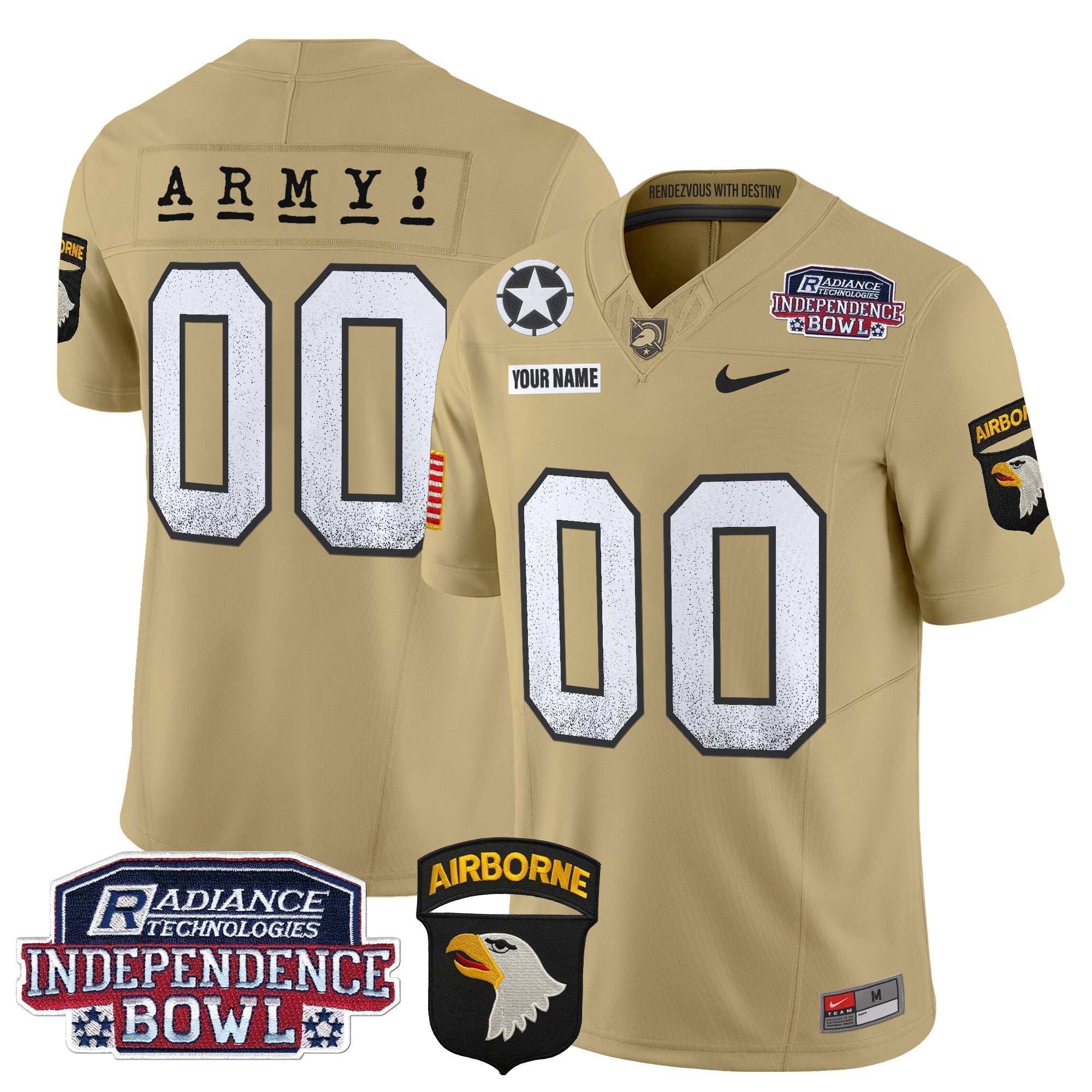 Custom Army Black Knights Independence Bowl Patch 2024 Vapor Limited Jersey - All Stitched