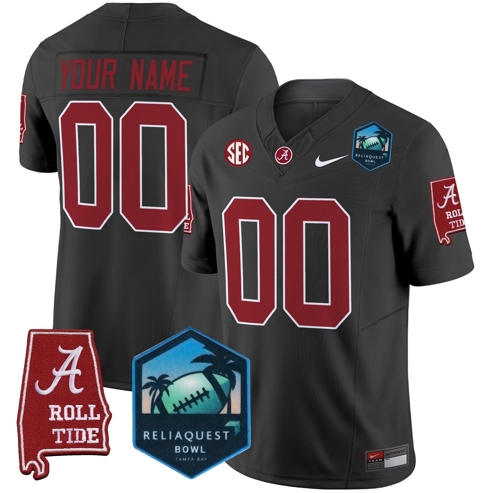 Custom Alabama Crimson Tide 2025 ReliaQuest Bowl Patch Vapor Limited Jersey - All Stitched