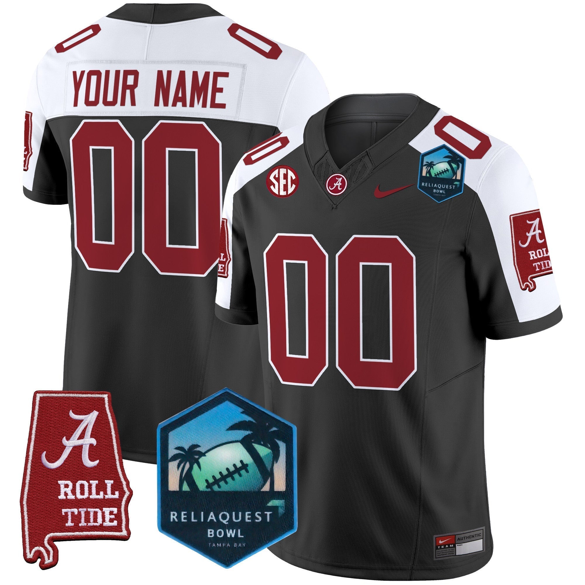 Custom Alabama Crimson Tide 2025 ReliaQuest Bowl Patch Vapor Limited Jersey - All Stitched