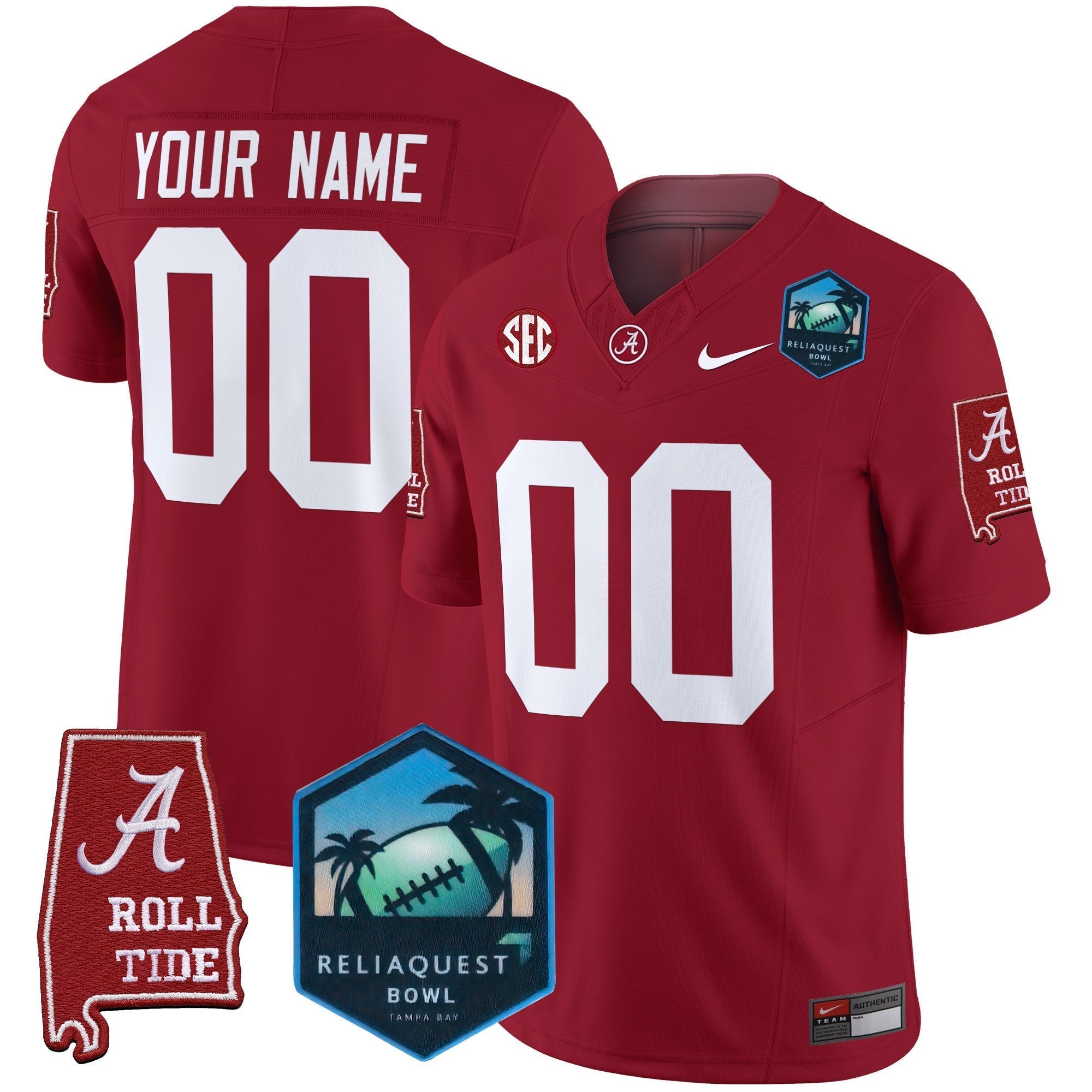 Custom Alabama Crimson Tide 2025 ReliaQuest Bowl Patch Vapor Limited Jersey - All Stitched