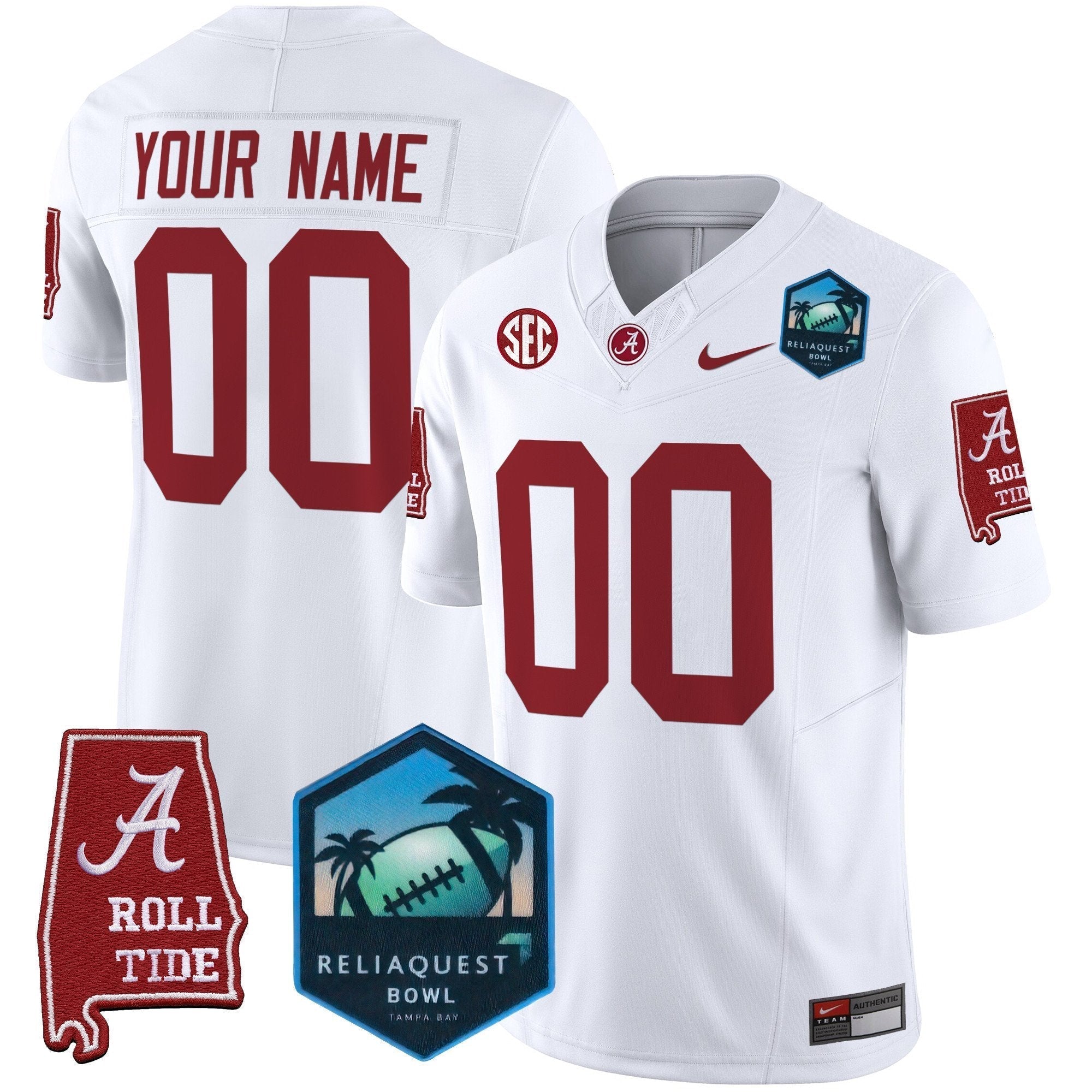 Custom Alabama Crimson Tide 2025 ReliaQuest Bowl Patch Vapor Limited Jersey - All Stitched
