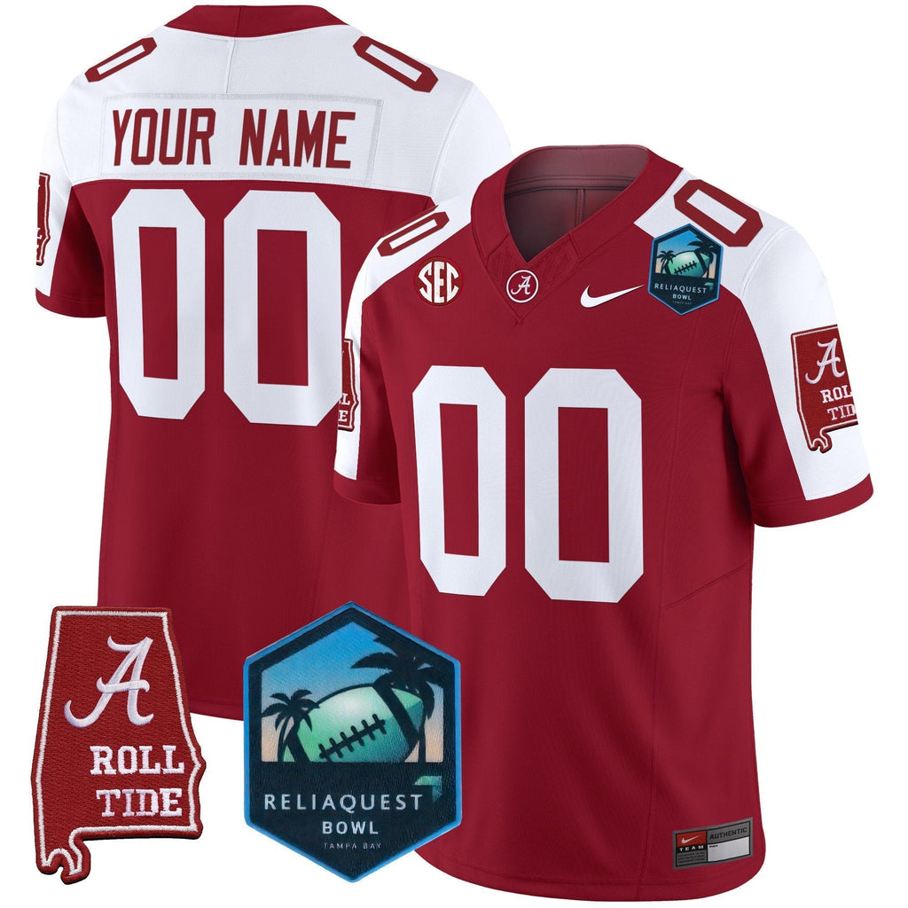Custom Alabama Crimson Tide 2025 ReliaQuest Bowl Patch Vapor Limited Jersey - All Stitched