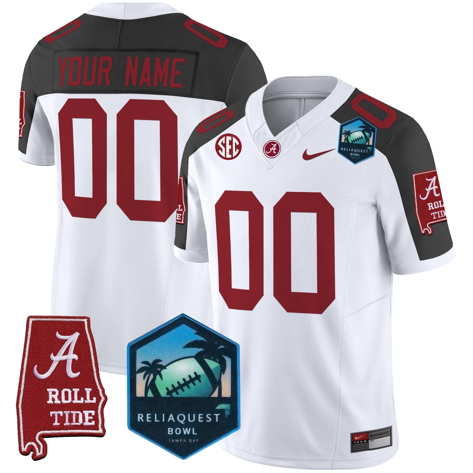 Custom Alabama Crimson Tide 2025 ReliaQuest Bowl Patch Vapor Limited Jersey - All Stitched