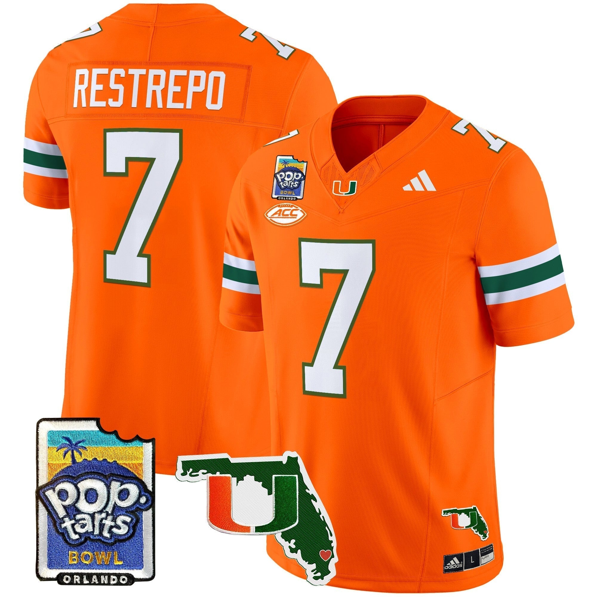 Men Miami Hurricanes 2025 PopTarts Bowl Patch Vapor Limited Jersey - All Stitched