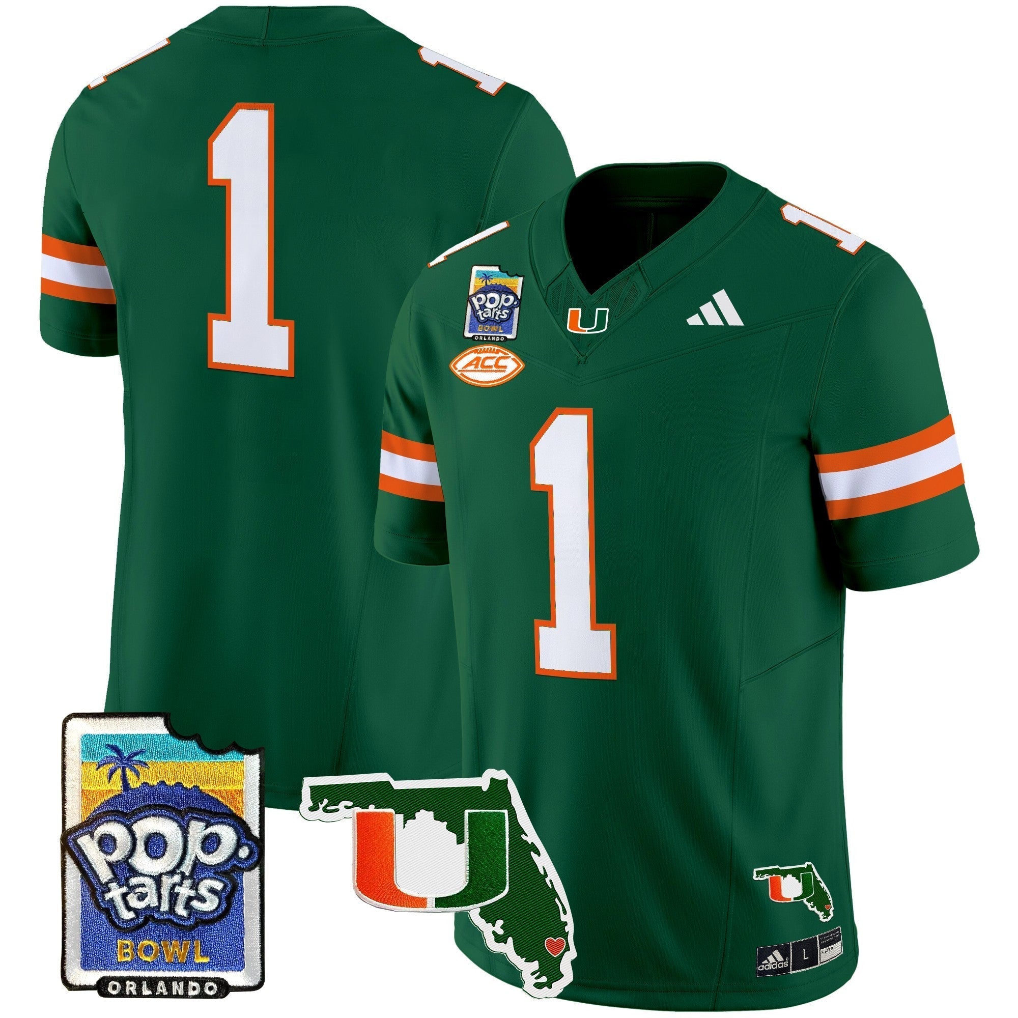 Men Miami Hurricanes 2025 PopTarts Bowl Patch Vapor Limited Jersey - All Stitched