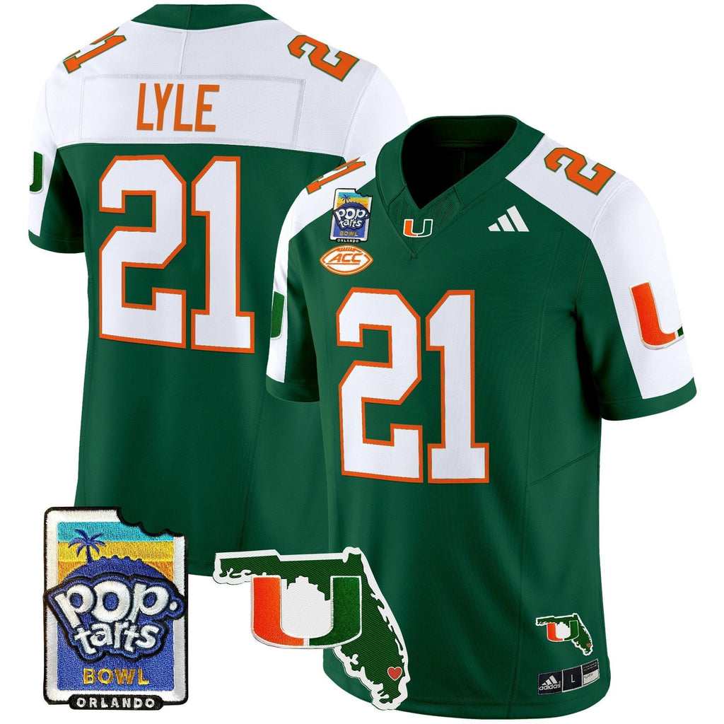 Men Miami Hurricanes 2025 PopTarts Bowl Patch Vapor Limited Jersey - All Stitched