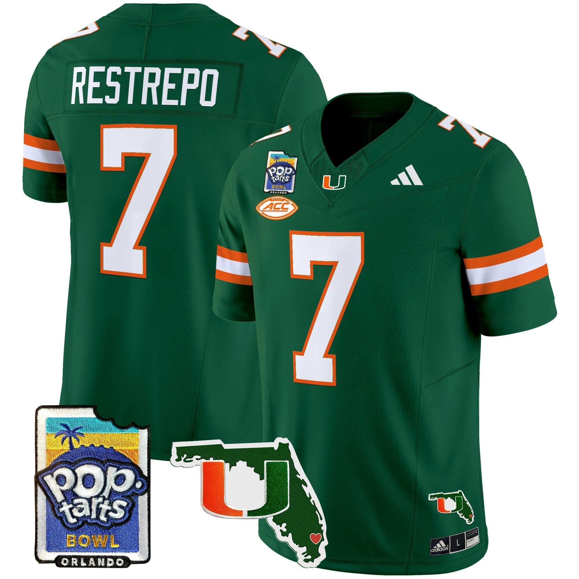 Men Miami Hurricanes 2025 PopTarts Bowl Patch Vapor Limited Jersey - All Stitched