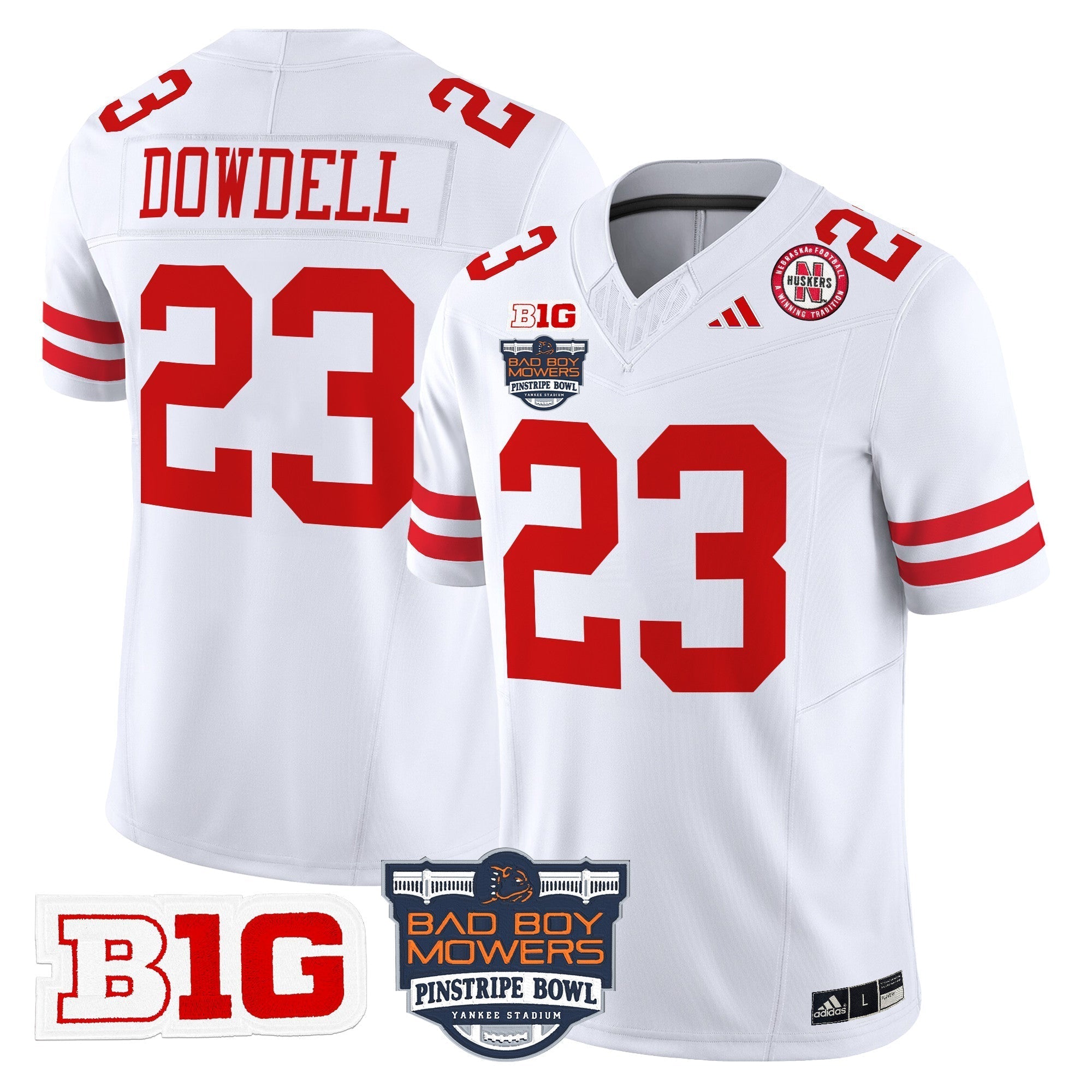 Men Nebraska Cornhuskers 2025 Pinstripe Bowl Patch Vapor Limited Jersey - All Stitched
