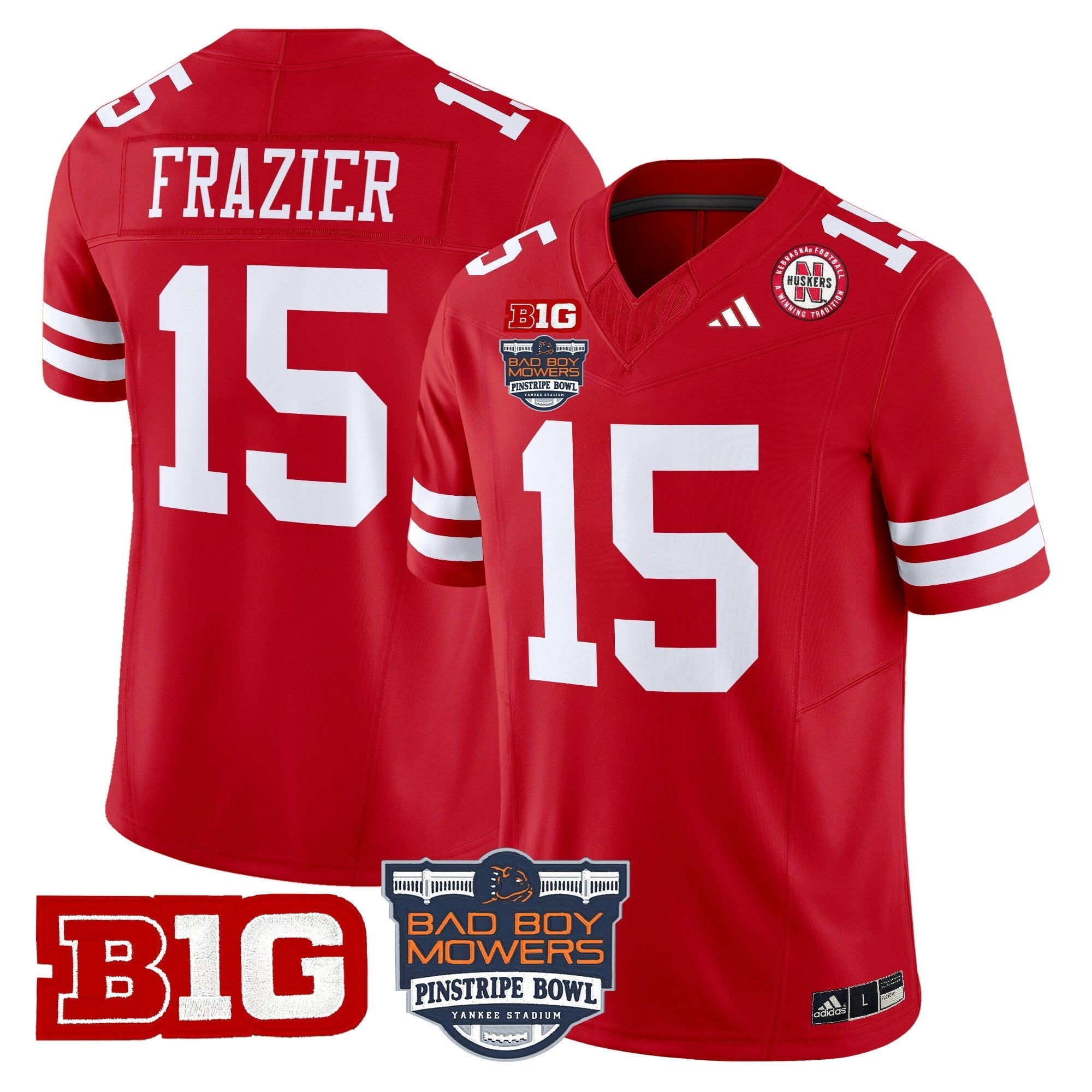 Men Nebraska Cornhuskers 2025 Pinstripe Bowl Patch Vapor Limited Jersey - All Stitched