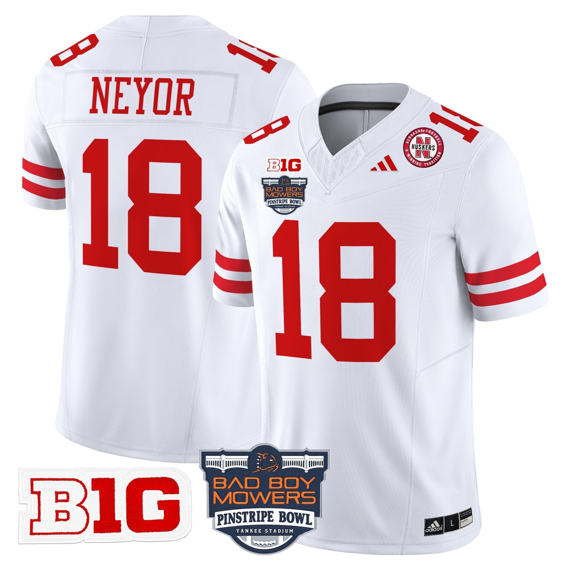 Men Nebraska Cornhuskers 2025 Pinstripe Bowl Patch Vapor Limited Jersey - All Stitched