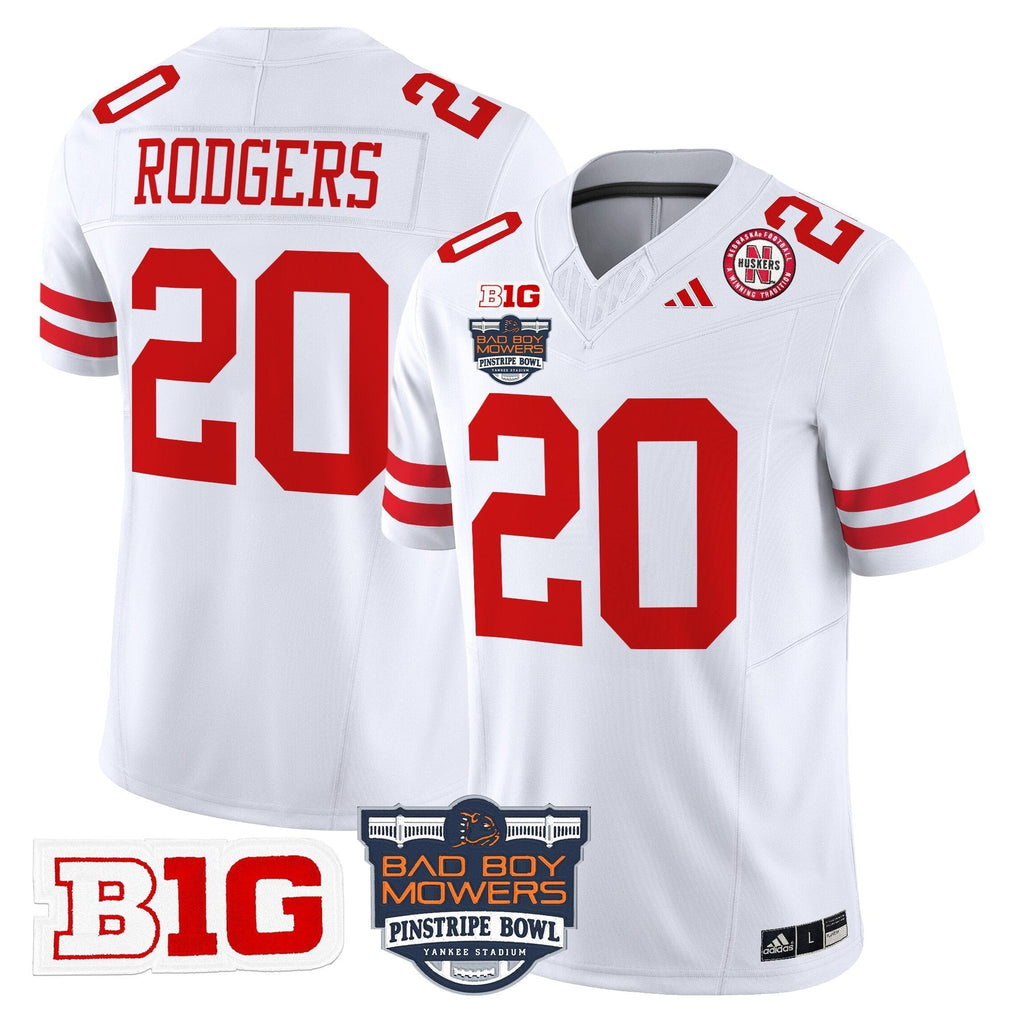 Men Nebraska Cornhuskers 2025 Pinstripe Bowl Patch Vapor Limited Jersey - All Stitched