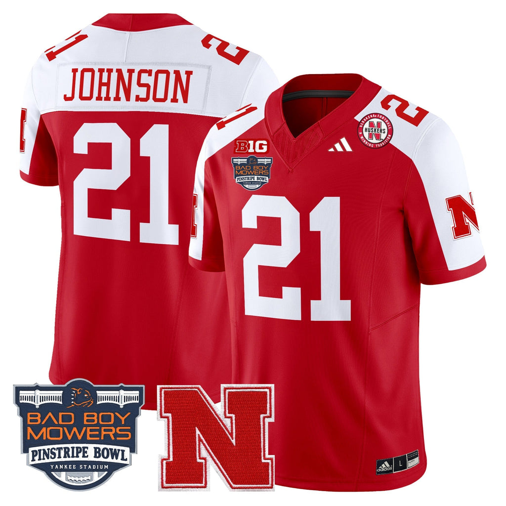 Men Nebraska Cornhuskers 2025 Pinstripe Bowl Patch Vapor Limited Jersey - All Stitched
