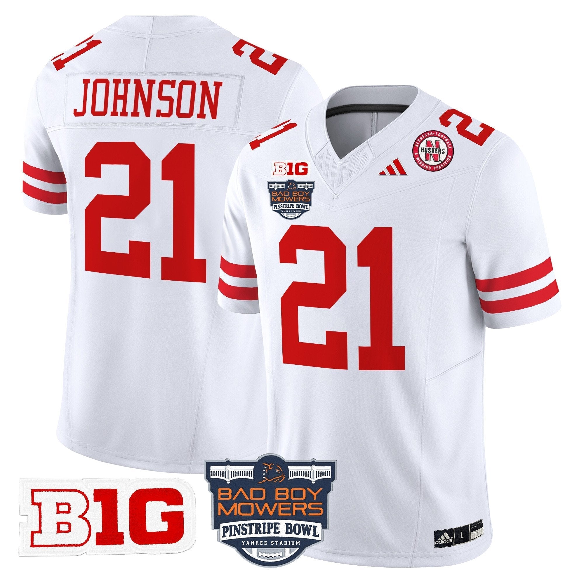 Men Nebraska Cornhuskers 2025 Pinstripe Bowl Patch Vapor Limited Jersey - All Stitched