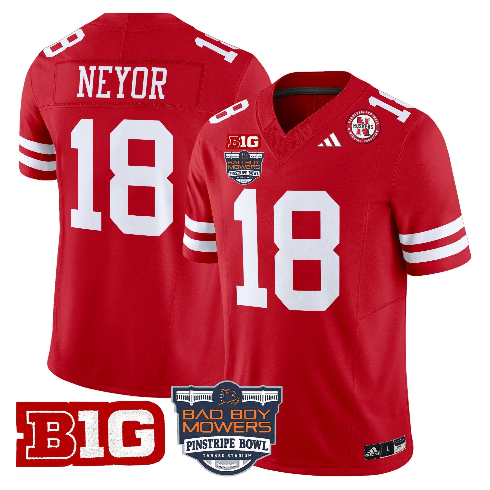 Men Nebraska Cornhuskers 2025 Pinstripe Bowl Patch Vapor Limited Jersey - All Stitched