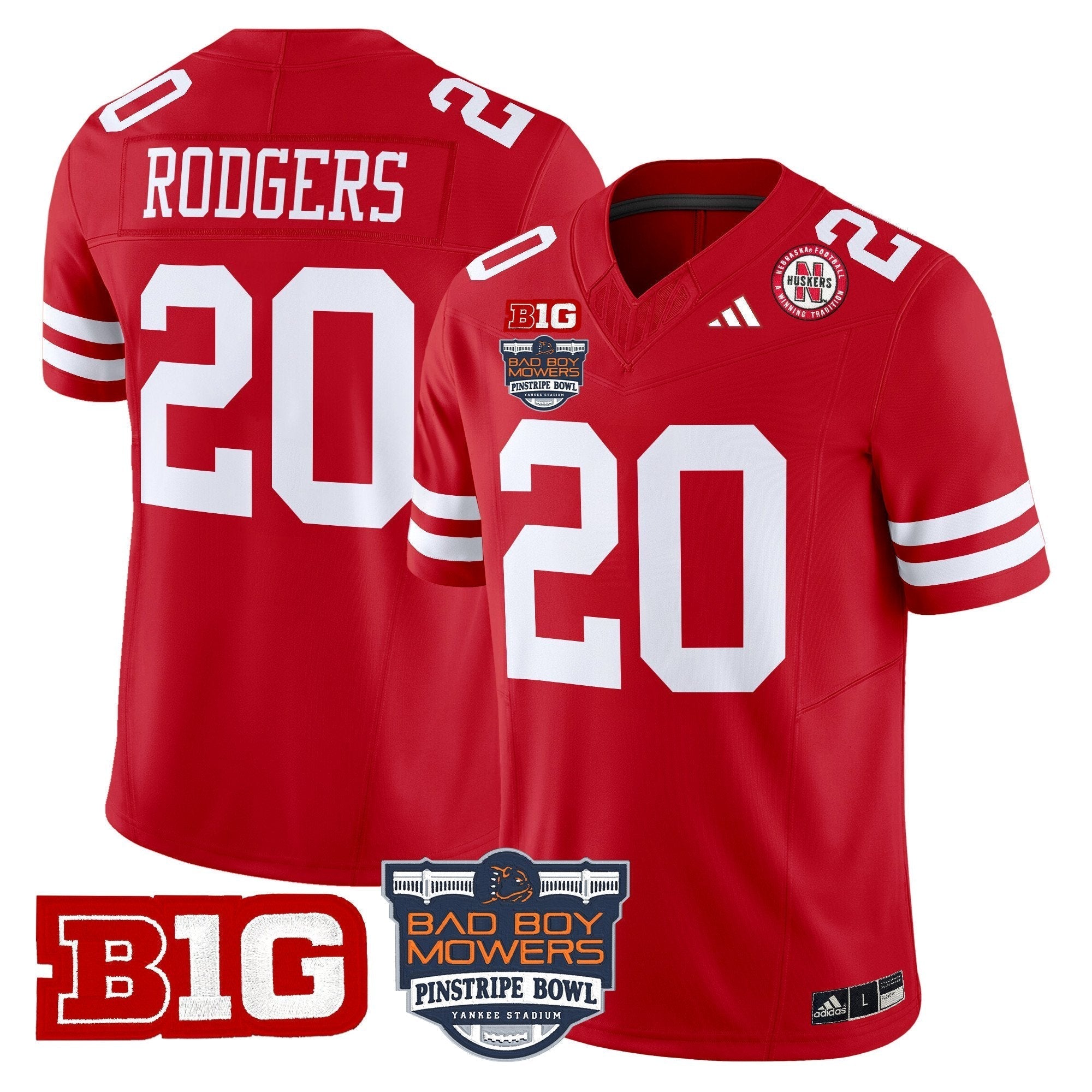 Men Nebraska Cornhuskers 2025 Pinstripe Bowl Patch Vapor Limited Jersey - All Stitched