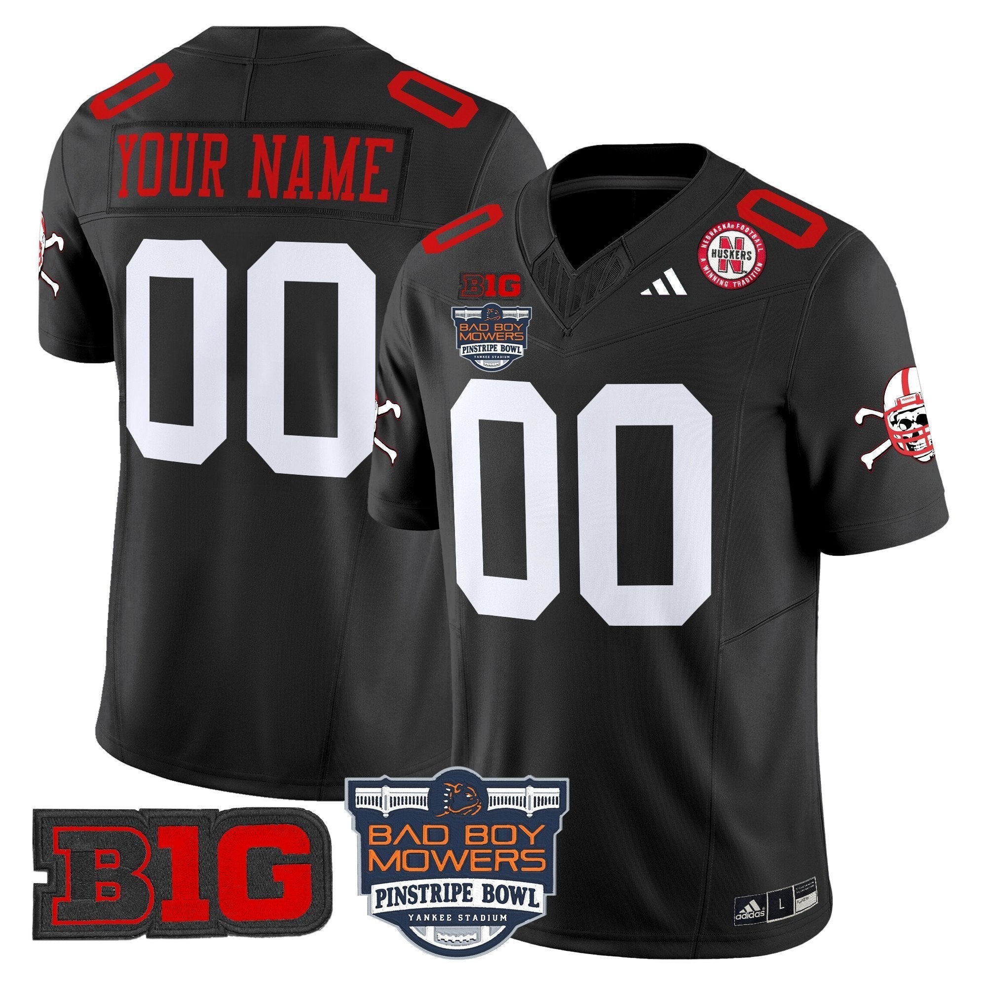 Custom Nebraska Cornhuskers 2025 Pinstripe Bowl Patch Vapor Limited Jersey - All Stitched