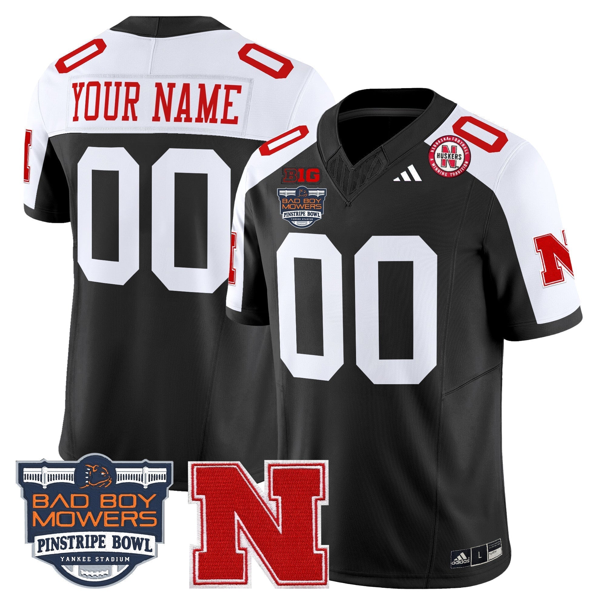 Custom Nebraska Cornhuskers 2025 Pinstripe Bowl Patch Vapor Limited Jersey - All Stitched