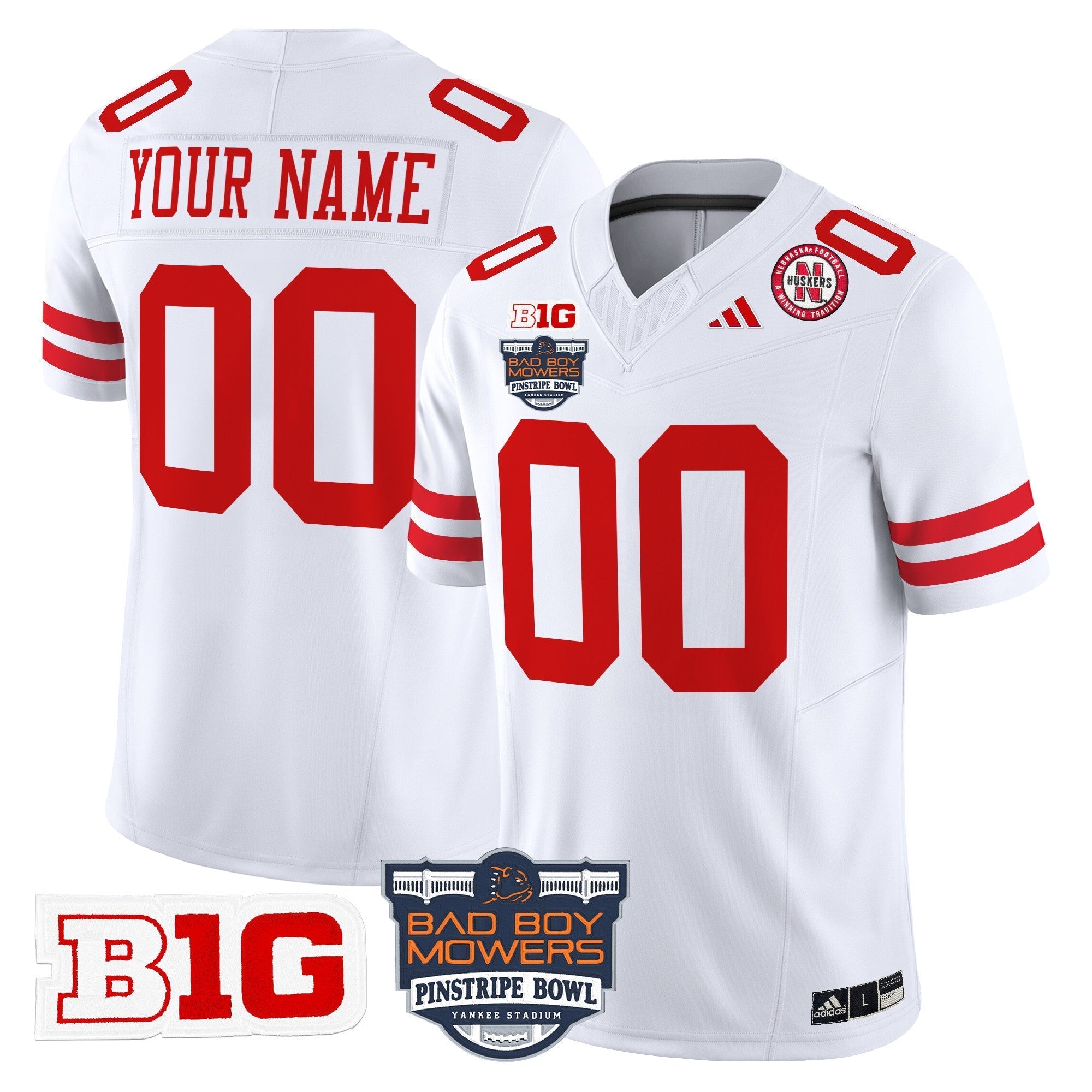 Custom Nebraska Cornhuskers 2025 Pinstripe Bowl Patch Vapor Limited Jersey - All Stitched
