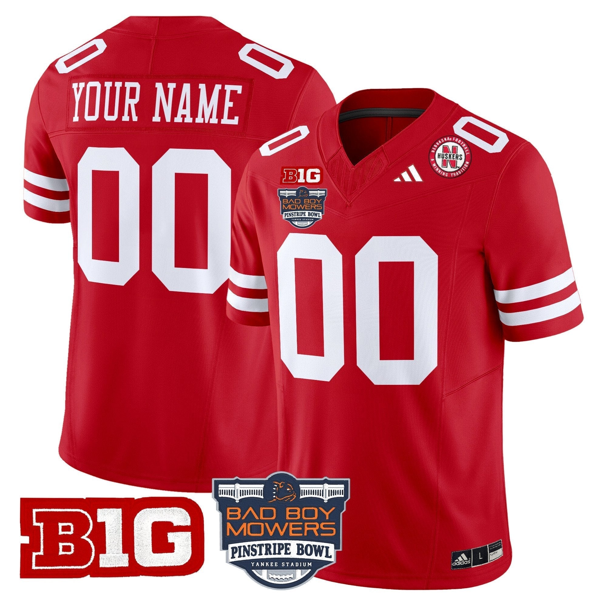 Custom Nebraska Cornhuskers 2025 Pinstripe Bowl Patch Vapor Limited Jersey - All Stitched