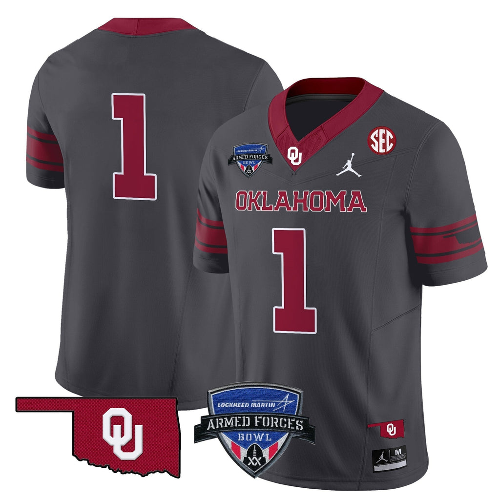 Men Oklahoma Sooners 2025 Armed Forces Bowl Patch Vapor Limited Jersey - All Stitched