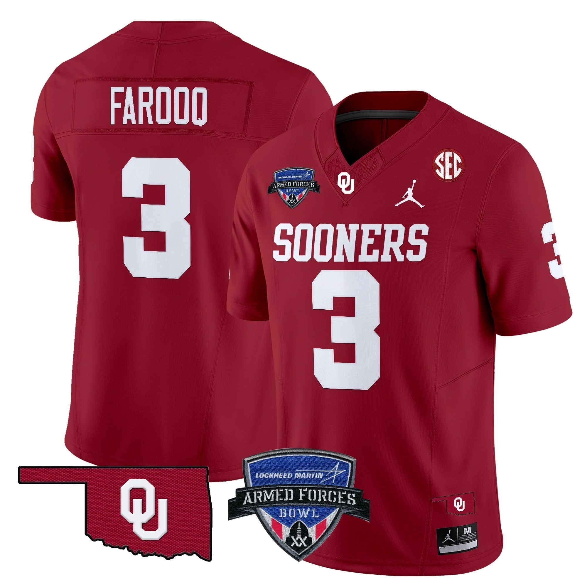 Men Oklahoma Sooners 2025 Armed Forces Bowl Patch Vapor Limited Jersey - All Stitched
