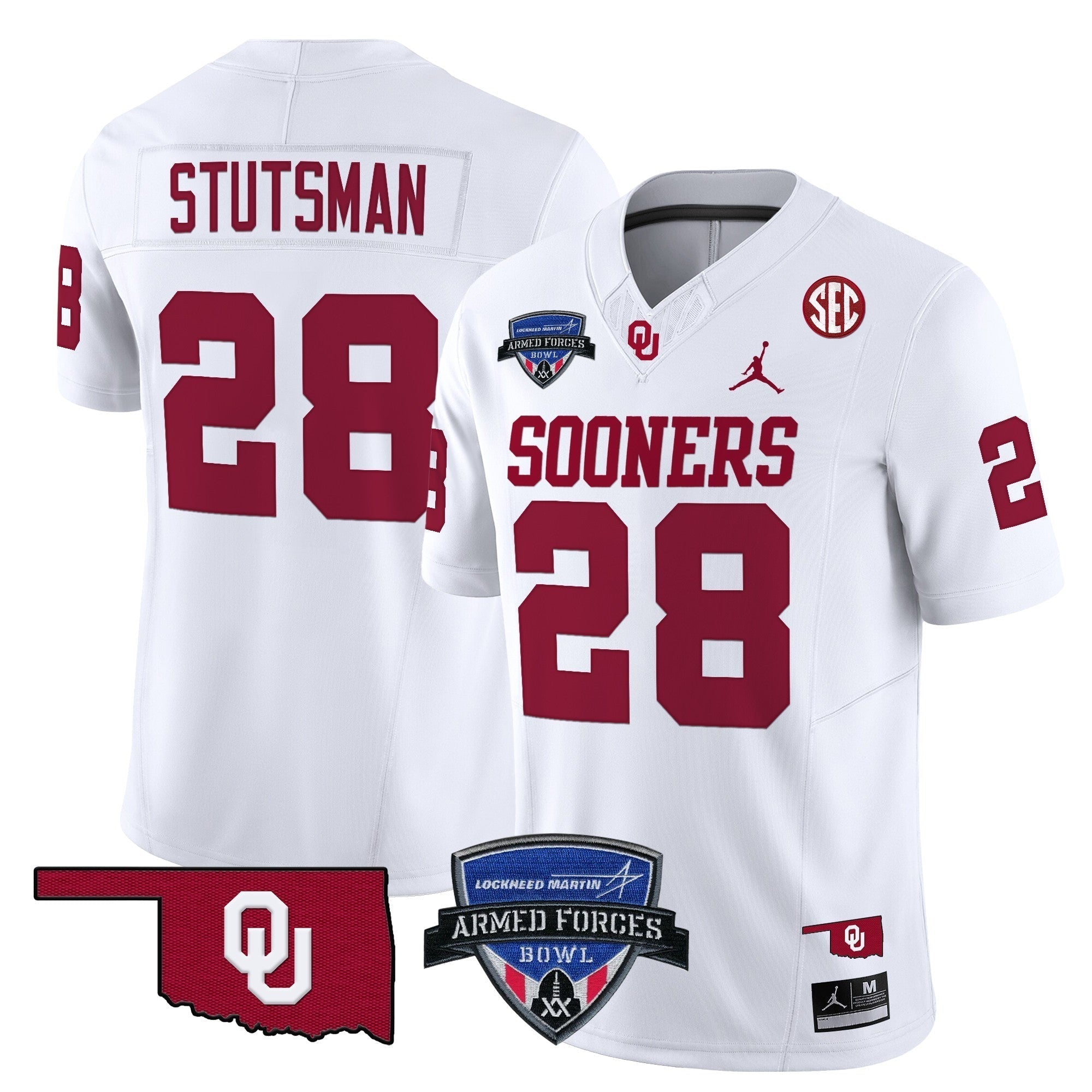 Men Oklahoma Sooners 2025 Armed Forces Bowl Patch Vapor Limited Jersey - All Stitched