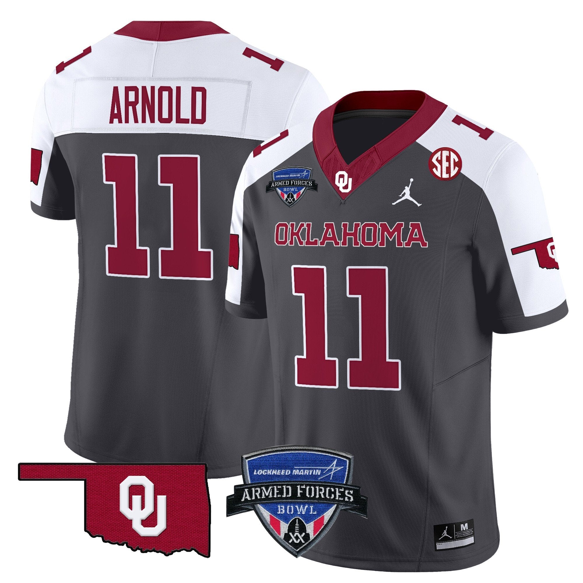 Men Oklahoma Sooners 2025 Armed Forces Bowl Patch Vapor Limited Jersey - All Stitched