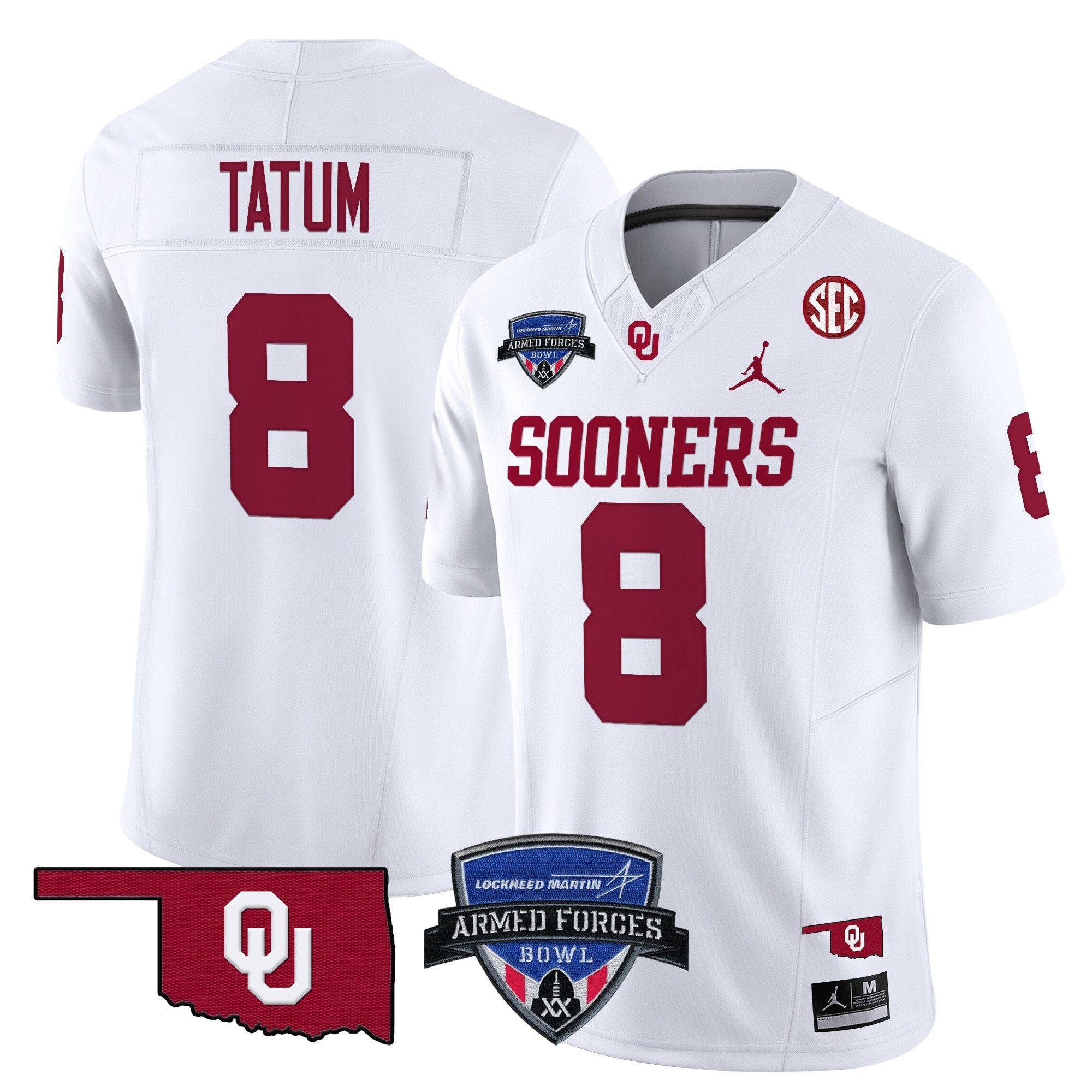 Men Oklahoma Sooners 2025 Armed Forces Bowl Patch Vapor Limited Jersey - All Stitched
