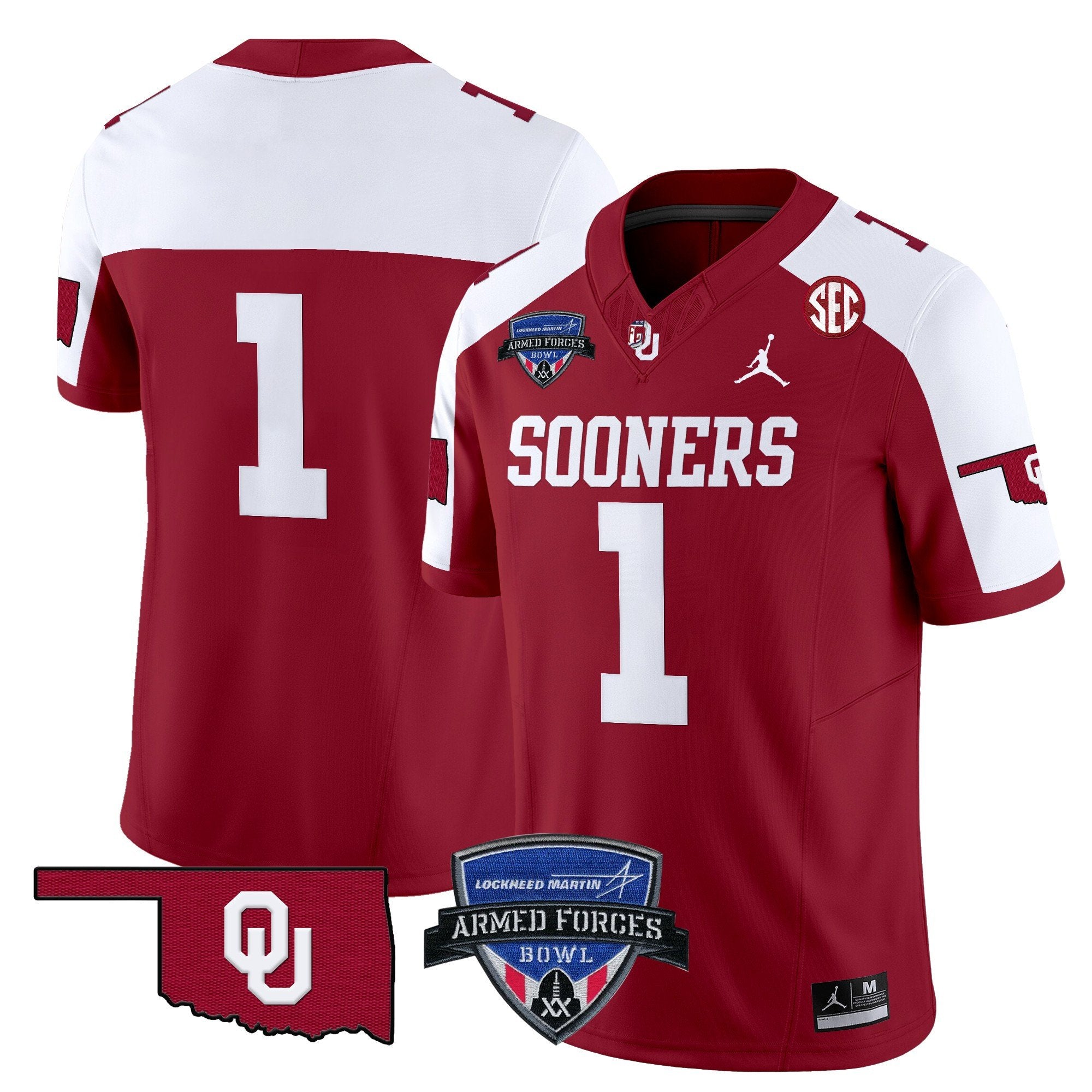 Men Oklahoma Sooners 2025 Armed Forces Bowl Patch Vapor Limited Jersey - All Stitched