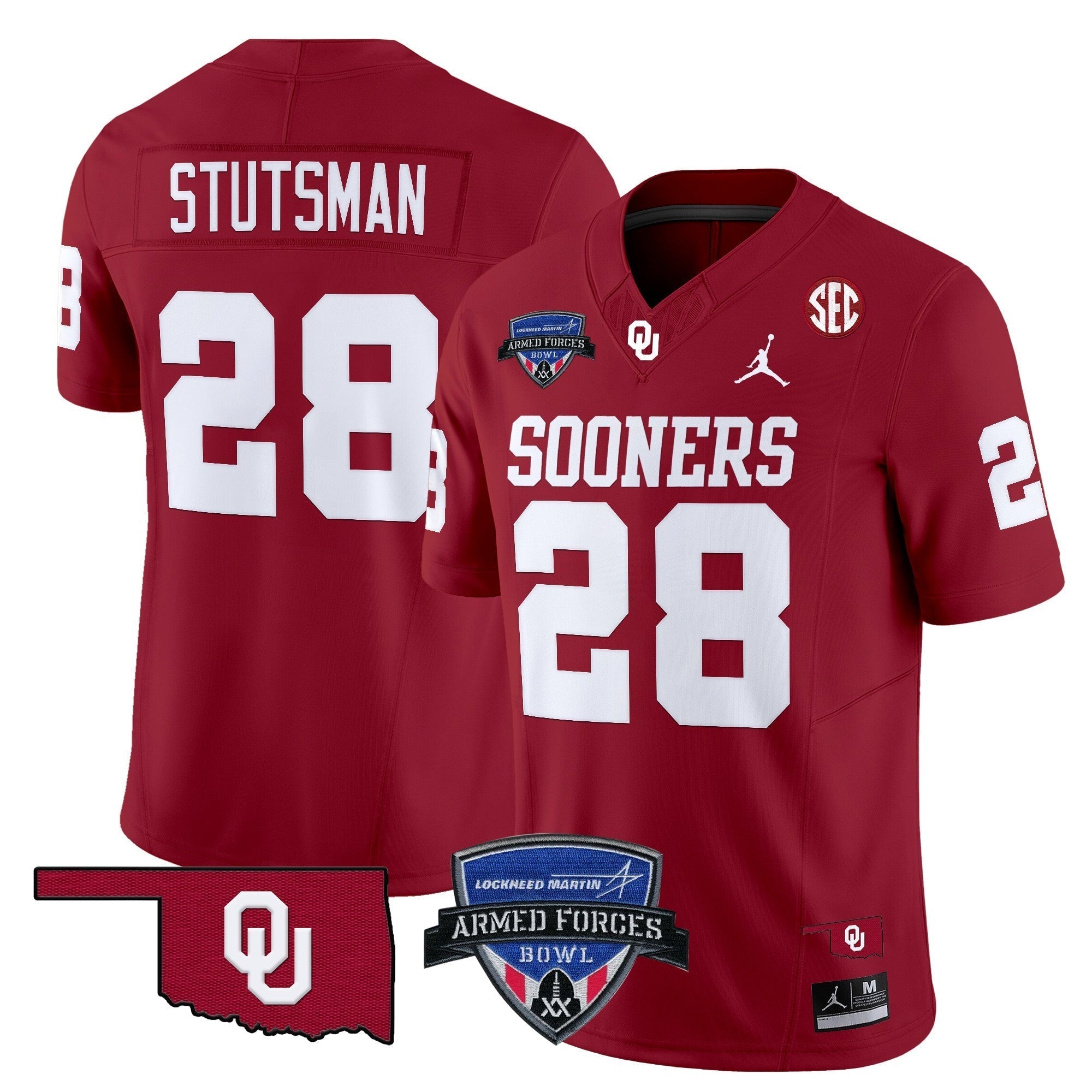 Men Oklahoma Sooners 2025 Armed Forces Bowl Patch Vapor Limited Jersey - All Stitched