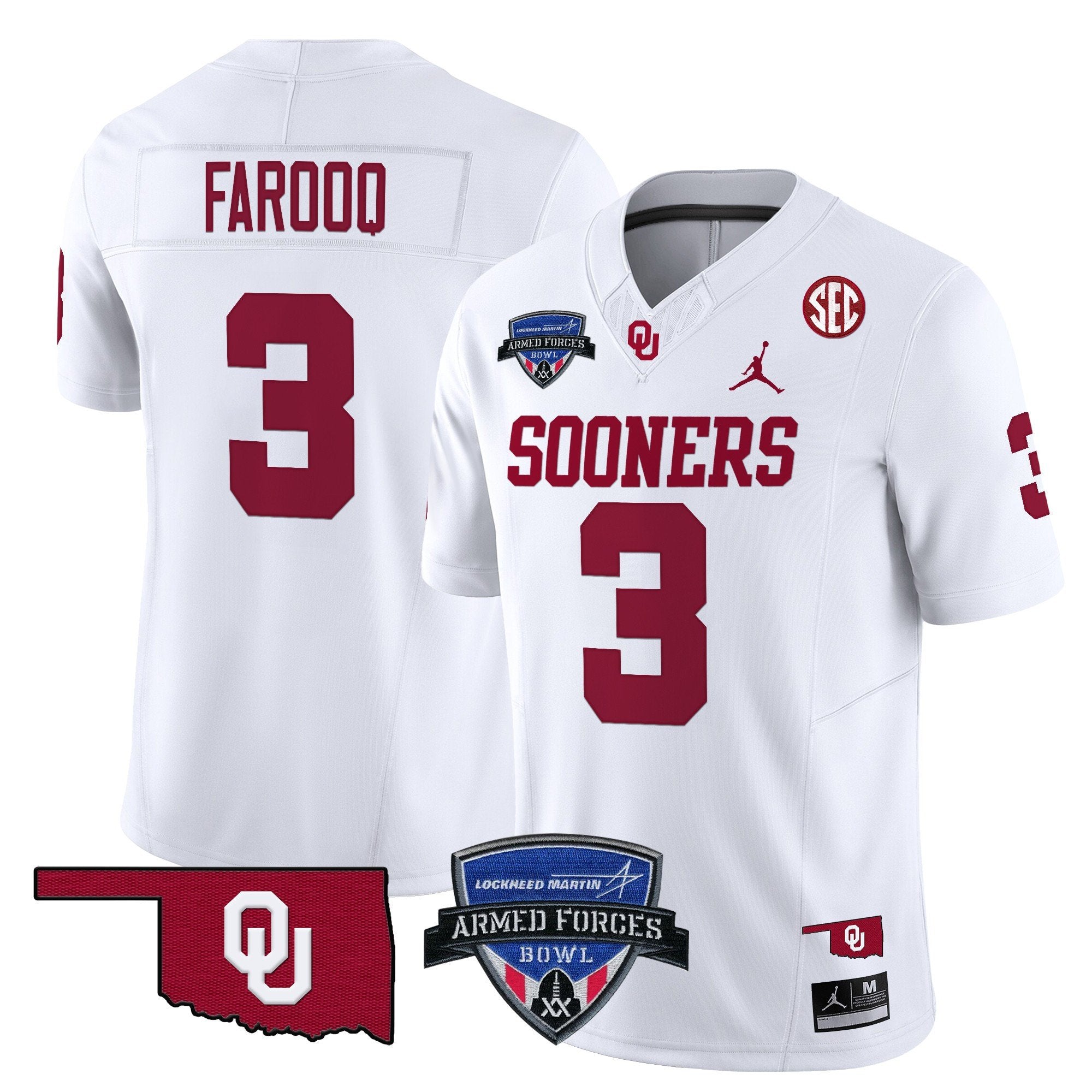 Men Oklahoma Sooners 2025 Armed Forces Bowl Patch Vapor Limited Jersey - All Stitched