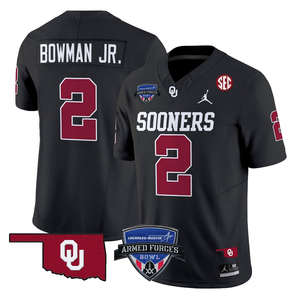 Men Oklahoma Sooners 2025 Armed Forces Bowl Patch Vapor Limited Jersey - All Stitched