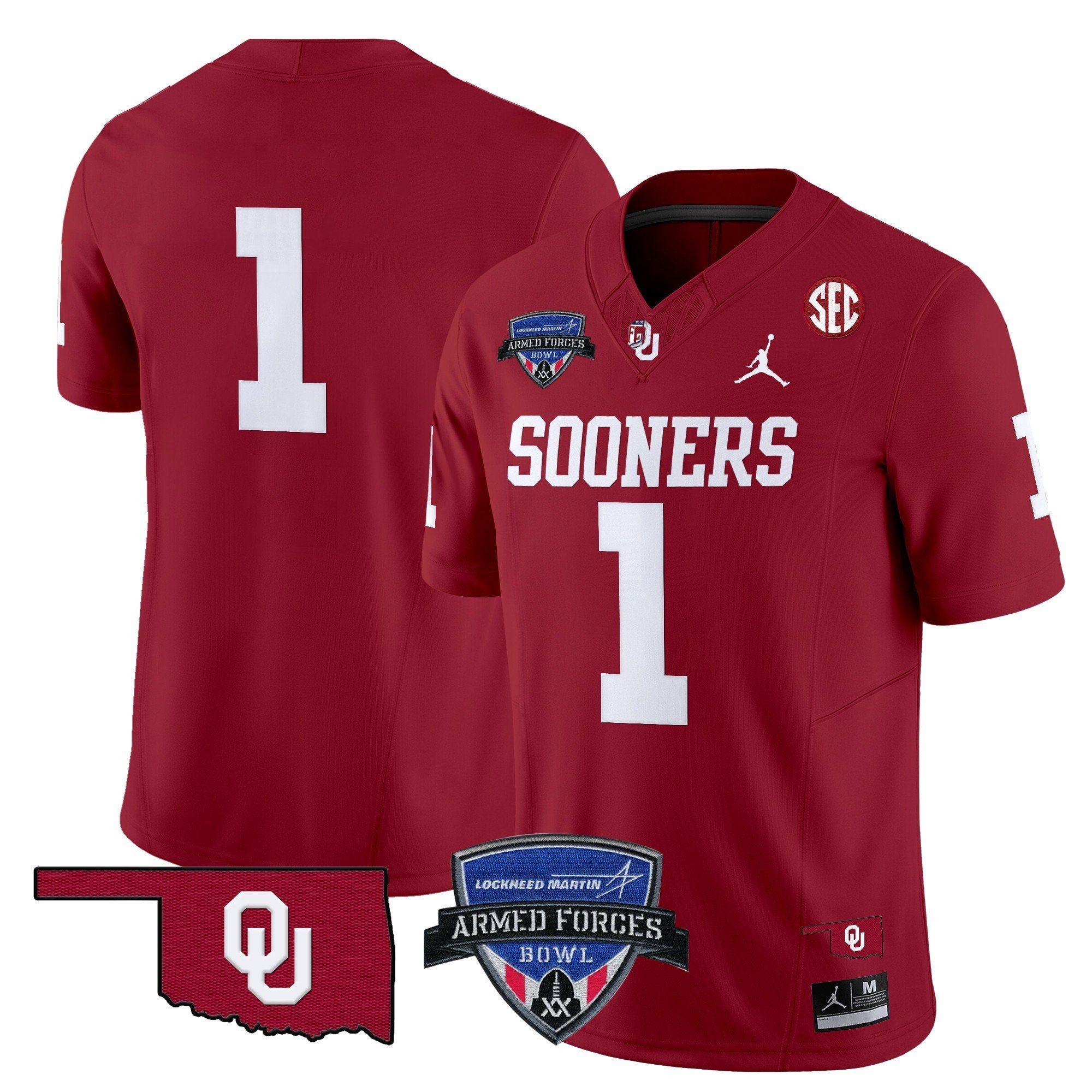 Men Oklahoma Sooners 2025 Armed Forces Bowl Patch Vapor Limited Jersey - All Stitched