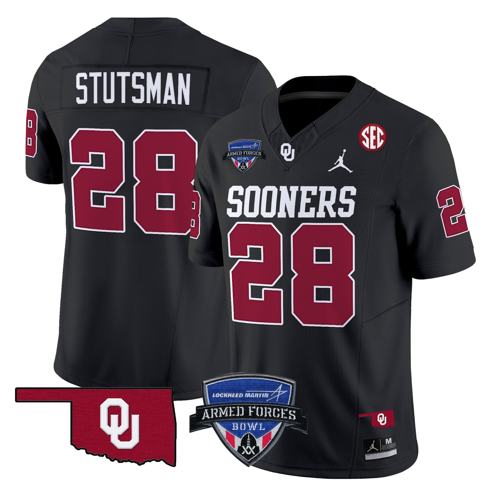 Men Oklahoma Sooners 2025 Armed Forces Bowl Patch Vapor Limited Jersey - All Stitched