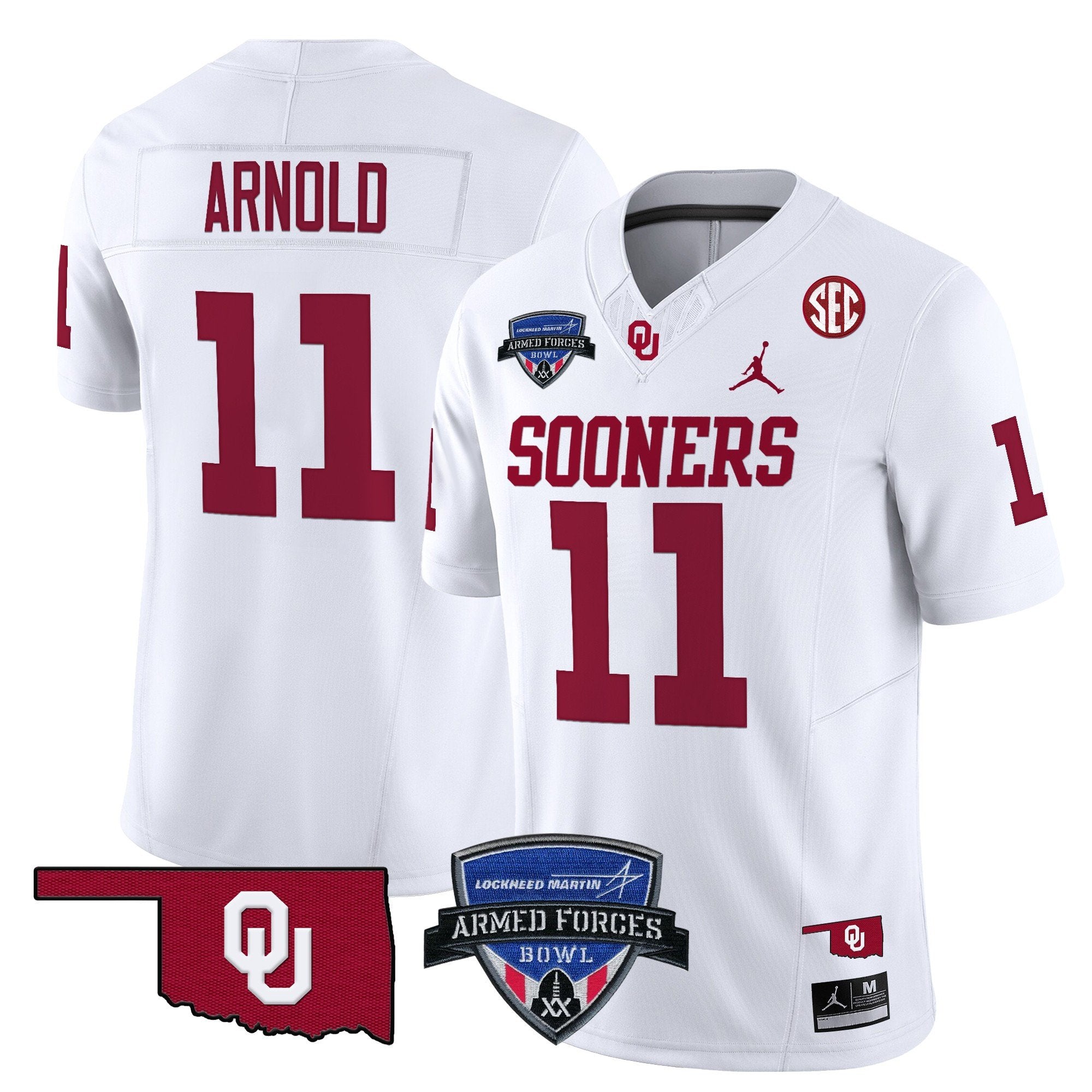 Men Oklahoma Sooners 2025 Armed Forces Bowl Patch Vapor Limited Jersey - All Stitched