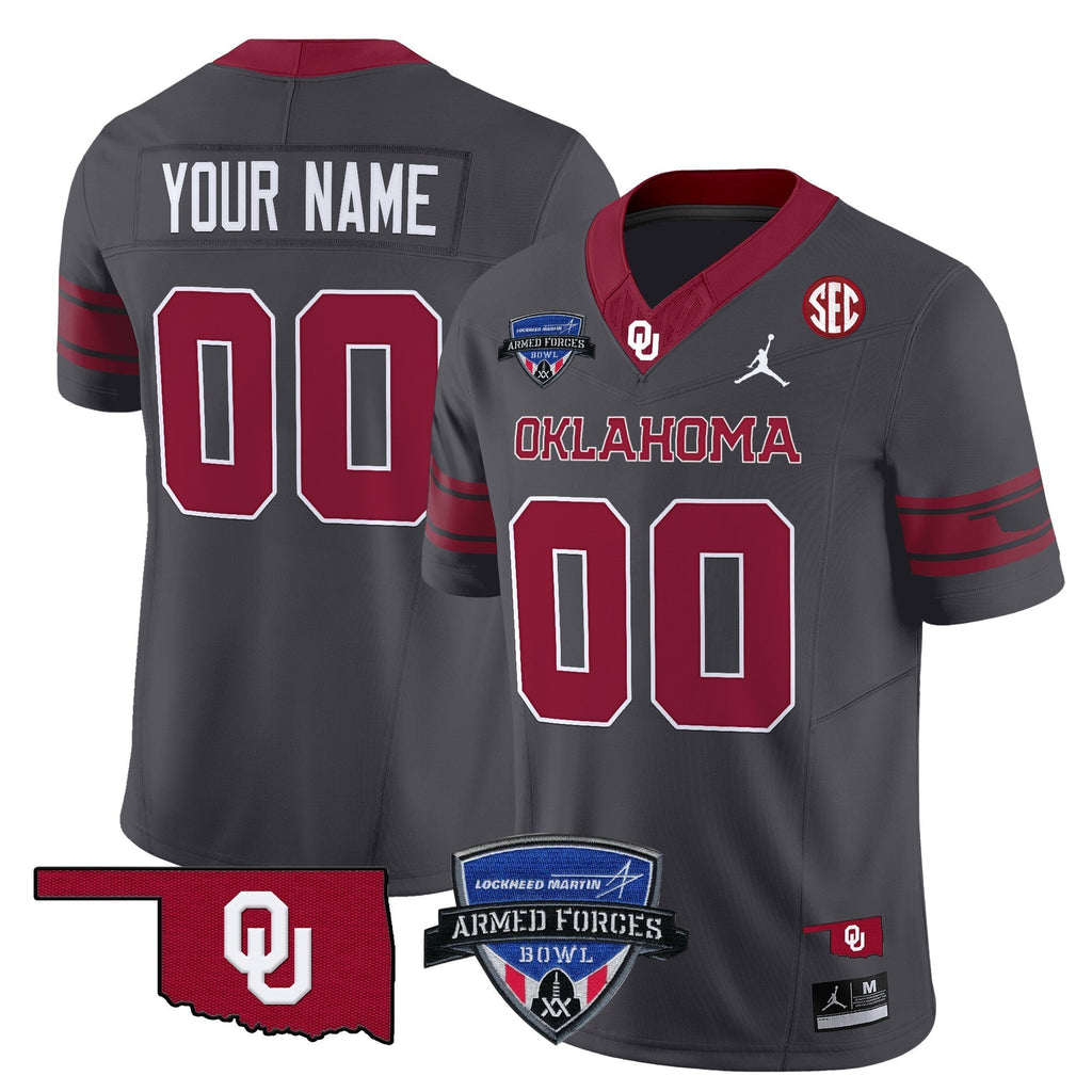 Custom Oklahoma Sooners 2025 Armed Forces Bowl Patch Vapor Limited Jersey - All Stitched